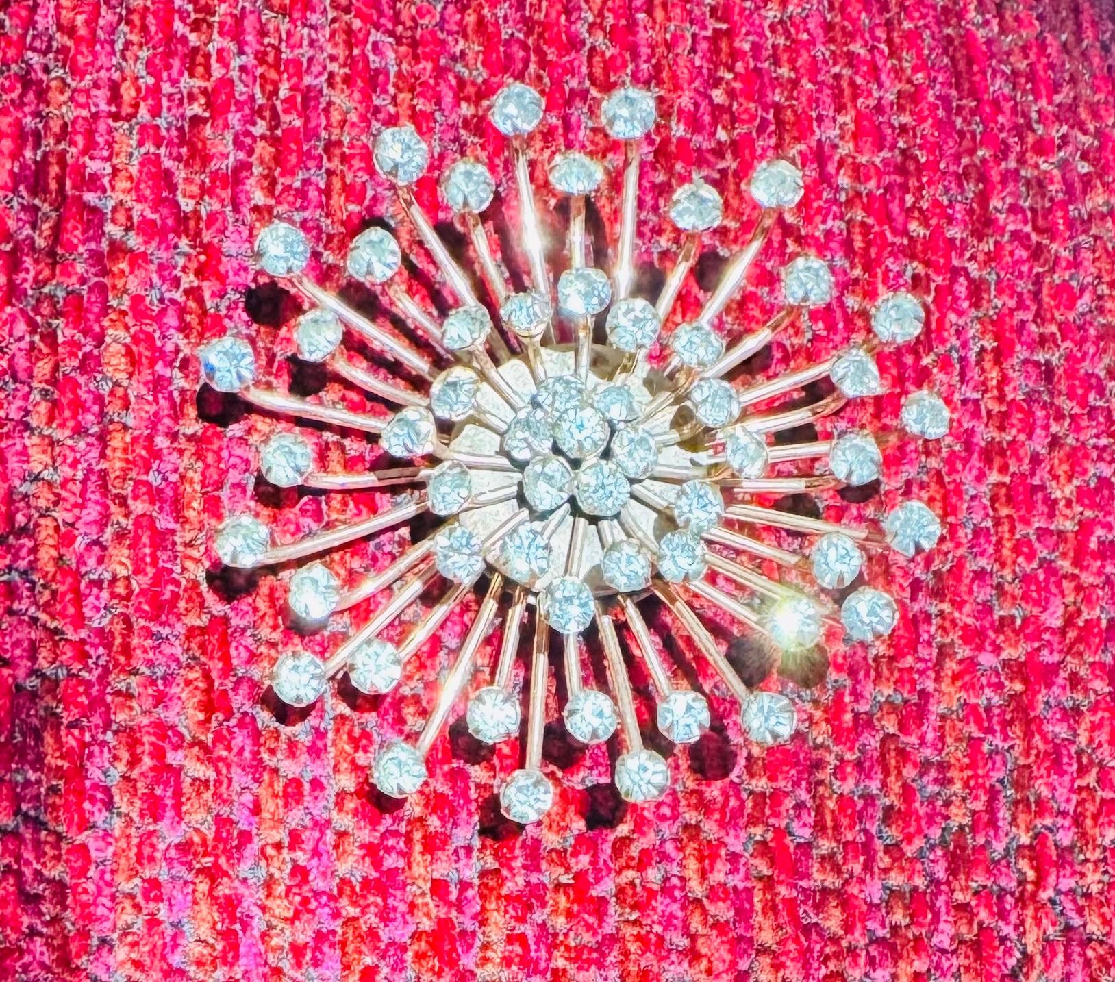 50s Adele Simpson Star Burst 3D Rhinestone Massive Brooch