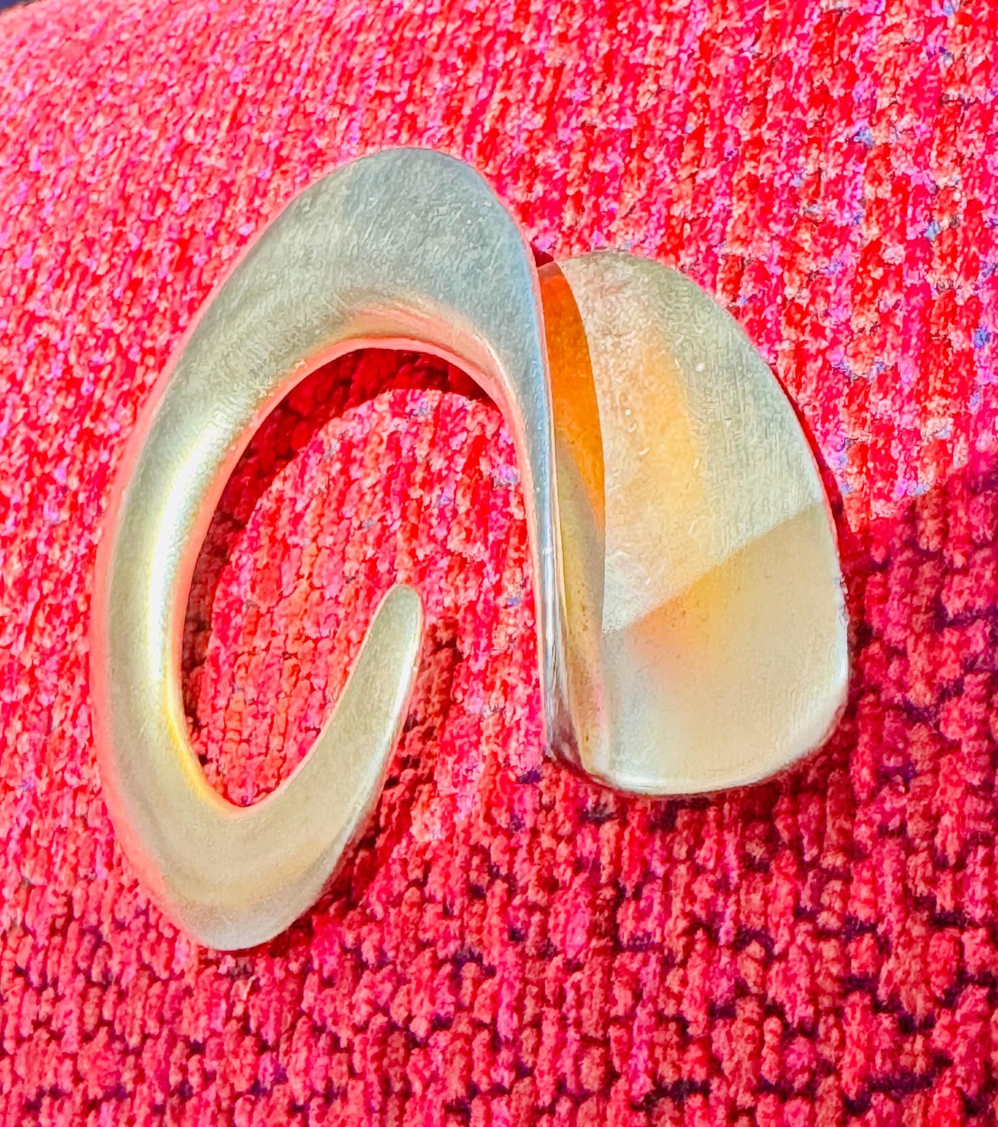 80s Massive Gold Plated Sculptural Brooch Signed