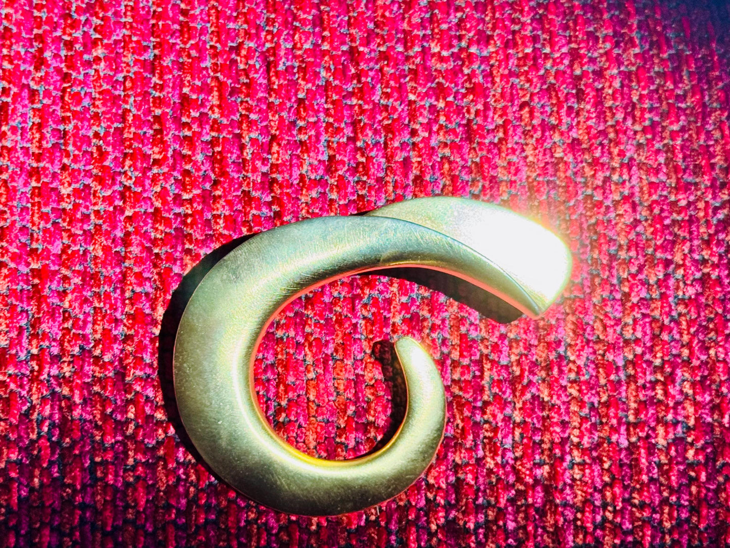 80s Massive Gold Plated Sculptural Brooch Signed