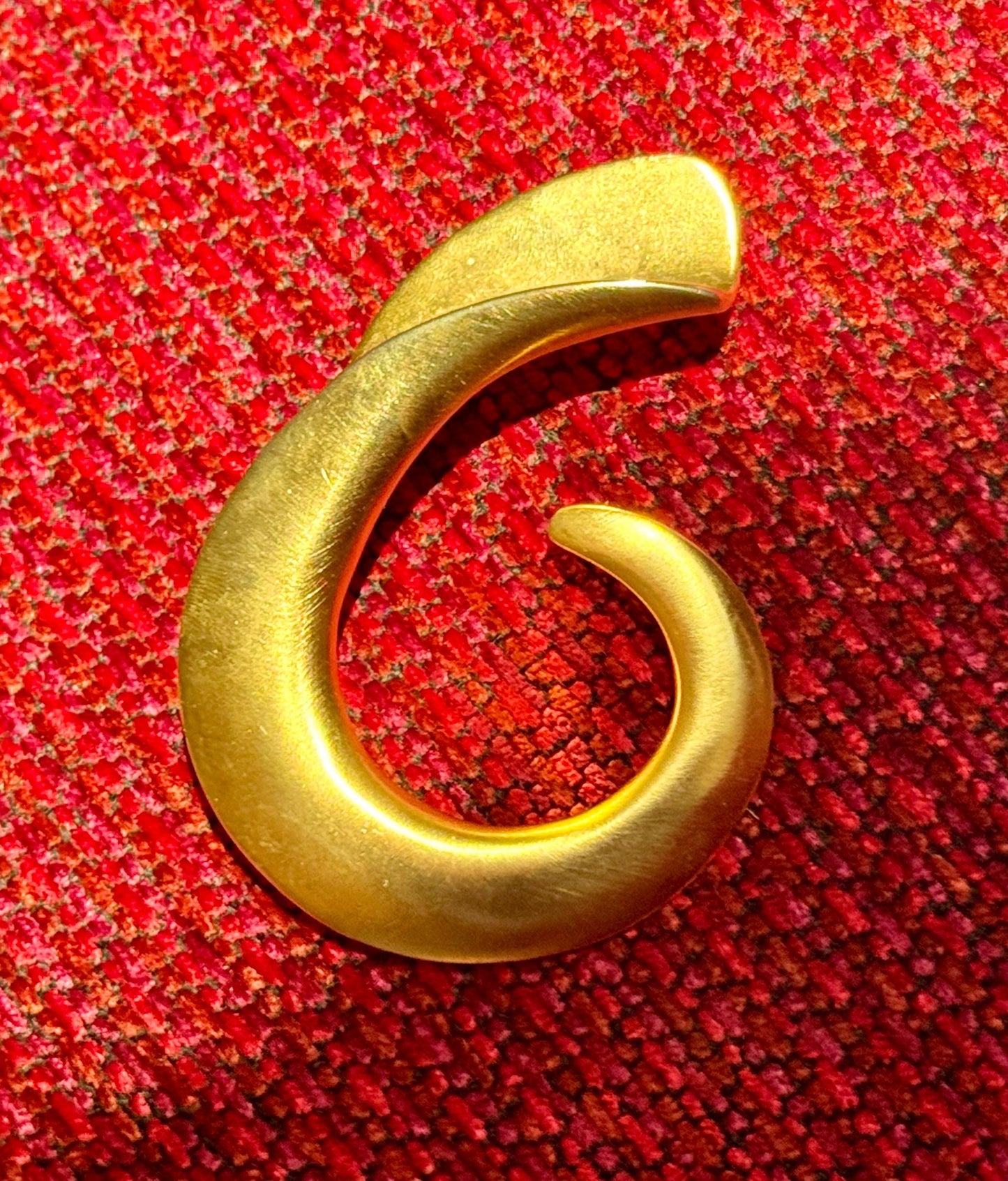 80s Massive Gold Plated Sculptural Brooch Signed