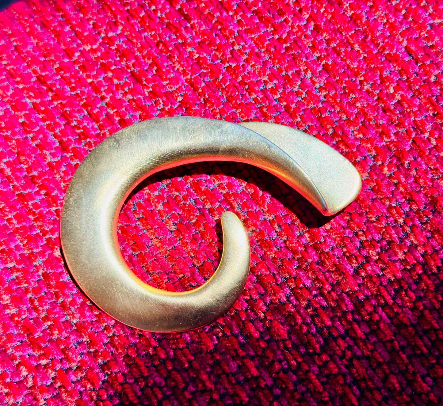 80s Massive Gold Plated Sculptural Brooch Signed