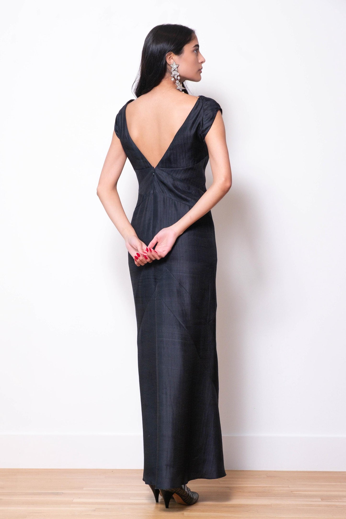90s Christian LACROIX Black Silk Organza Gown