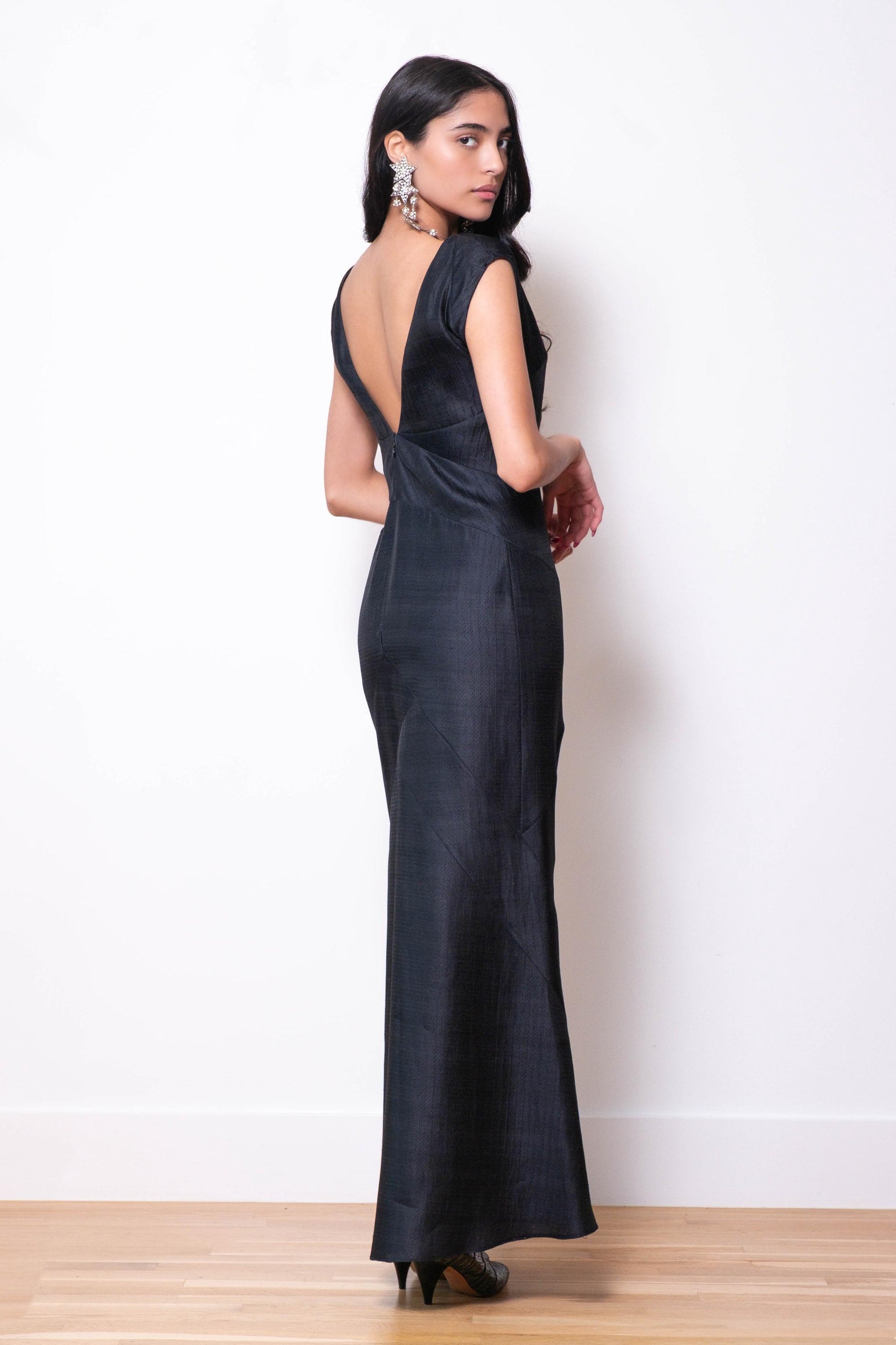 90s Christian LACROIX Black Silk Organza Gown
