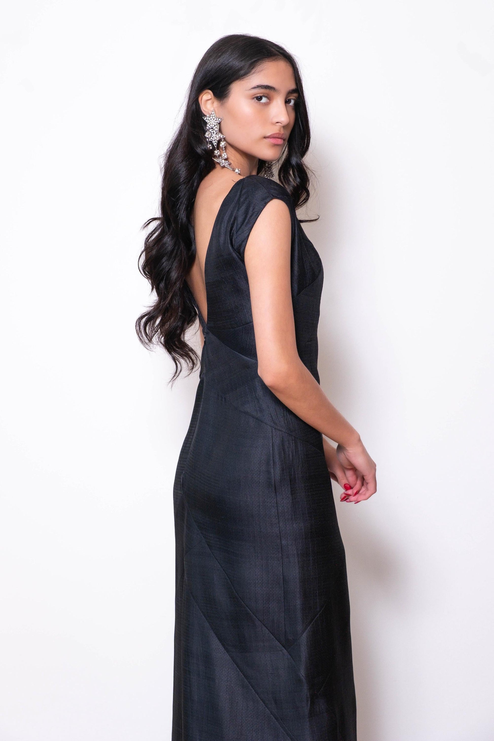 90s Christian LACROIX Black Silk Organza Gown