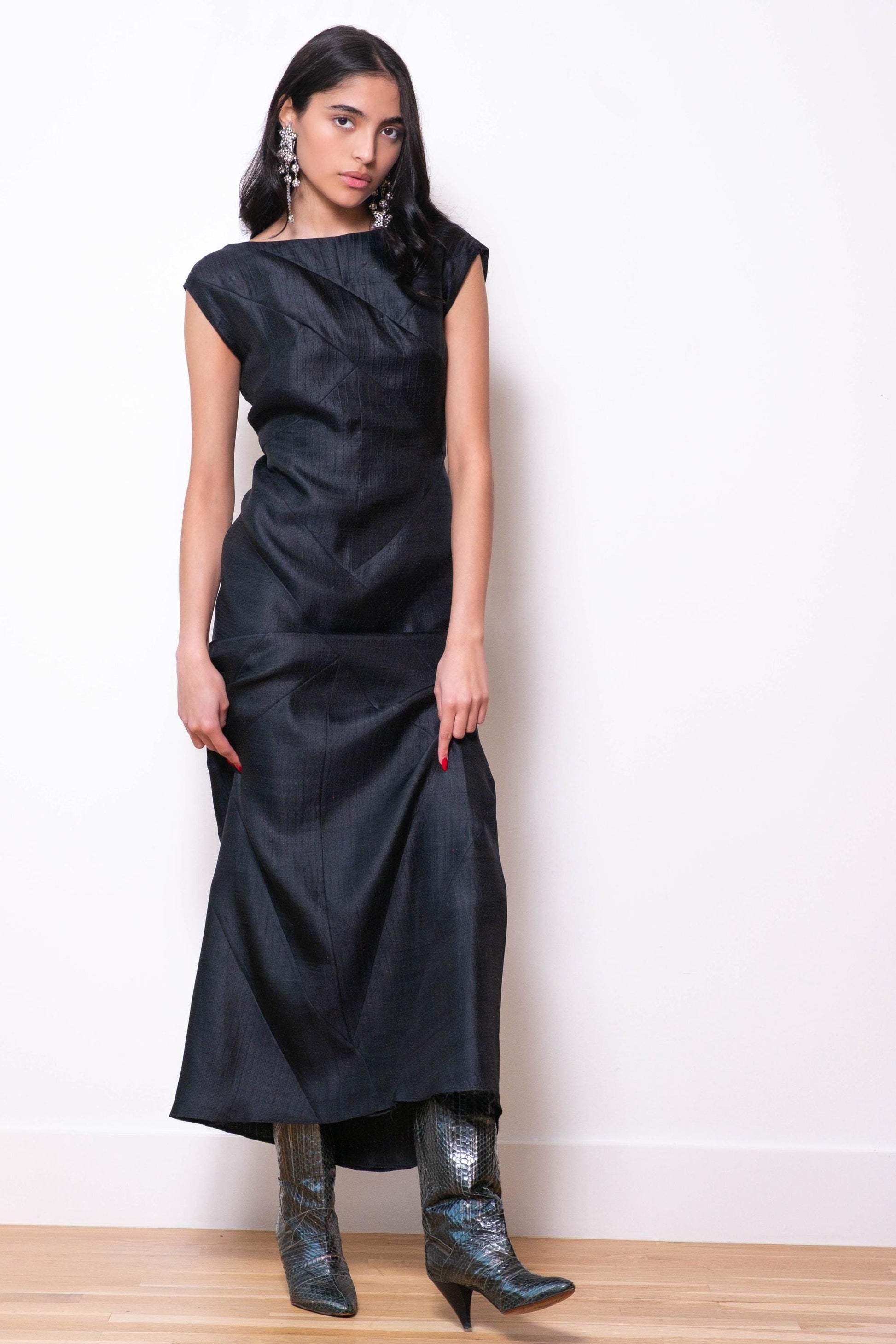 90s Christian LACROIX Black Silk Organza Gown