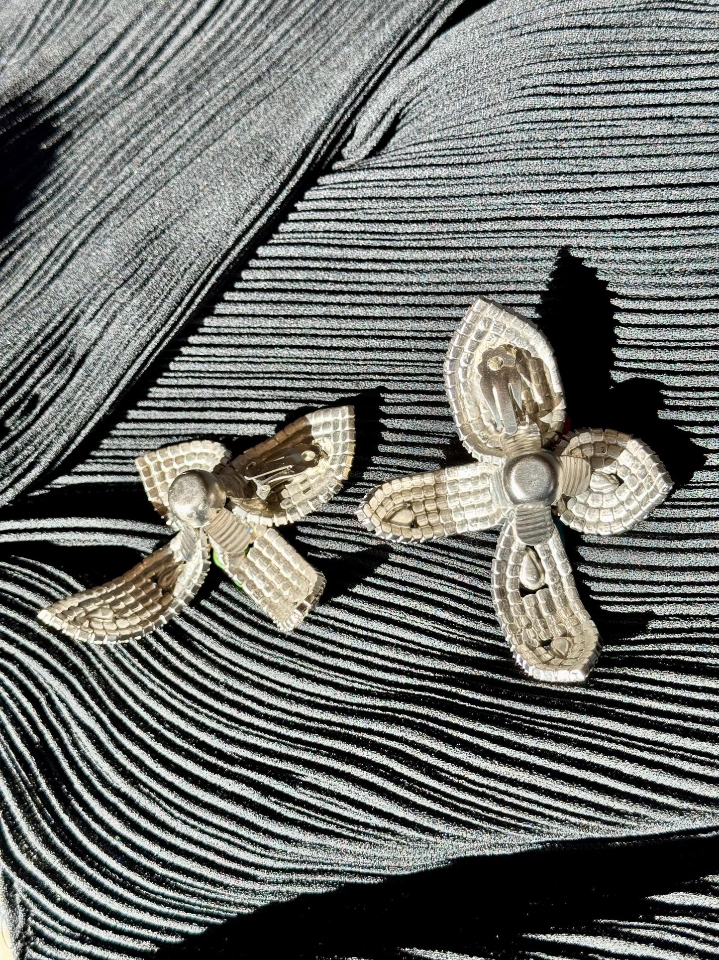 80s Iradj Moini Massive Rhinestone and Glass Flower Earrings