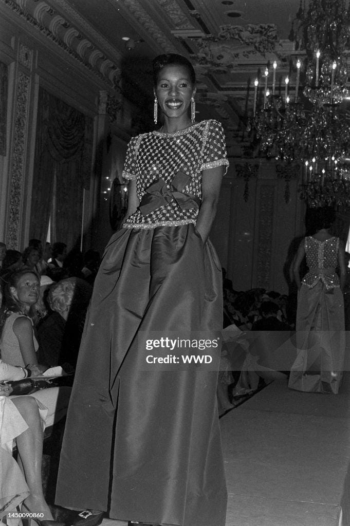 1979 Regal Adolfo Runway Silk Metallic Embellished Skirt and Top Ensemble Gown