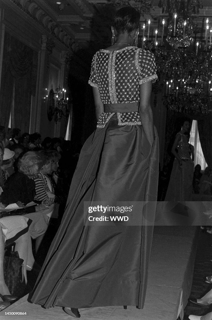 1979 Regal Adolfo Runway Silk Metallic Embellished Skirt and Top Ensemble Gown