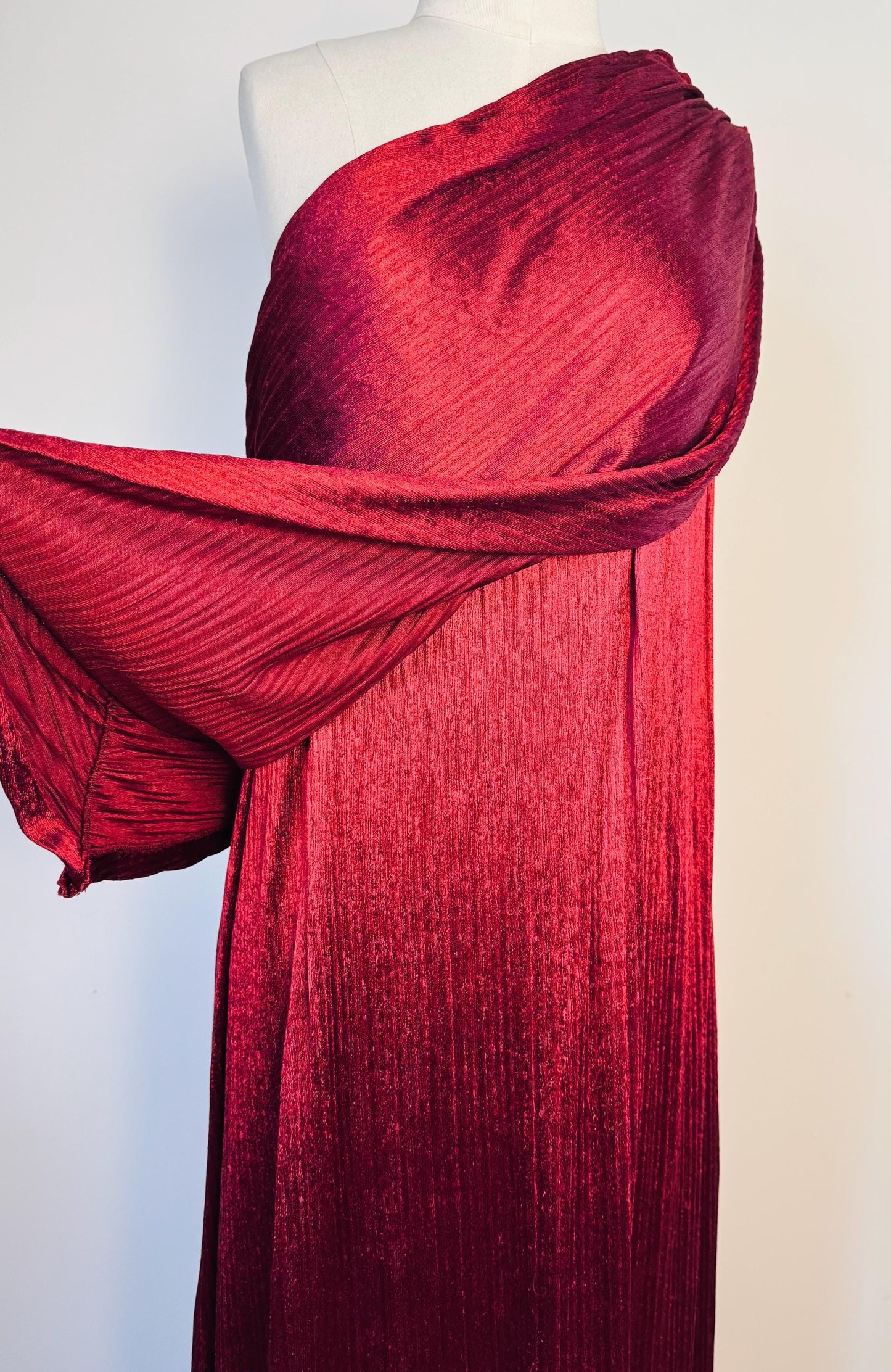 Mary McFadden Collection I Velvelteen Plisse One Shoulder Gown