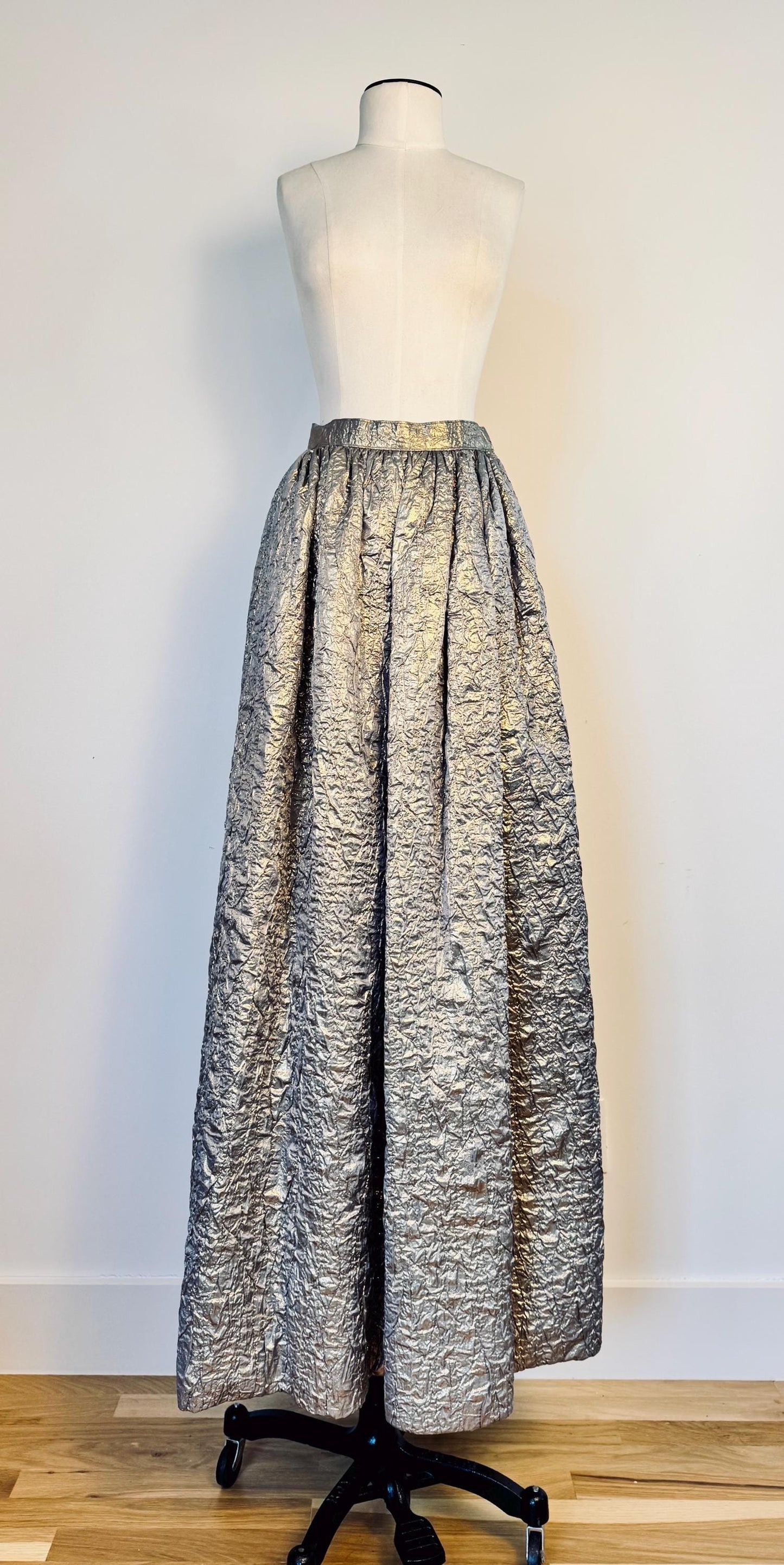 1979 Regal Adolfo Runway Silk Metallic Embellished Skirt and Top Ensemble Gown
