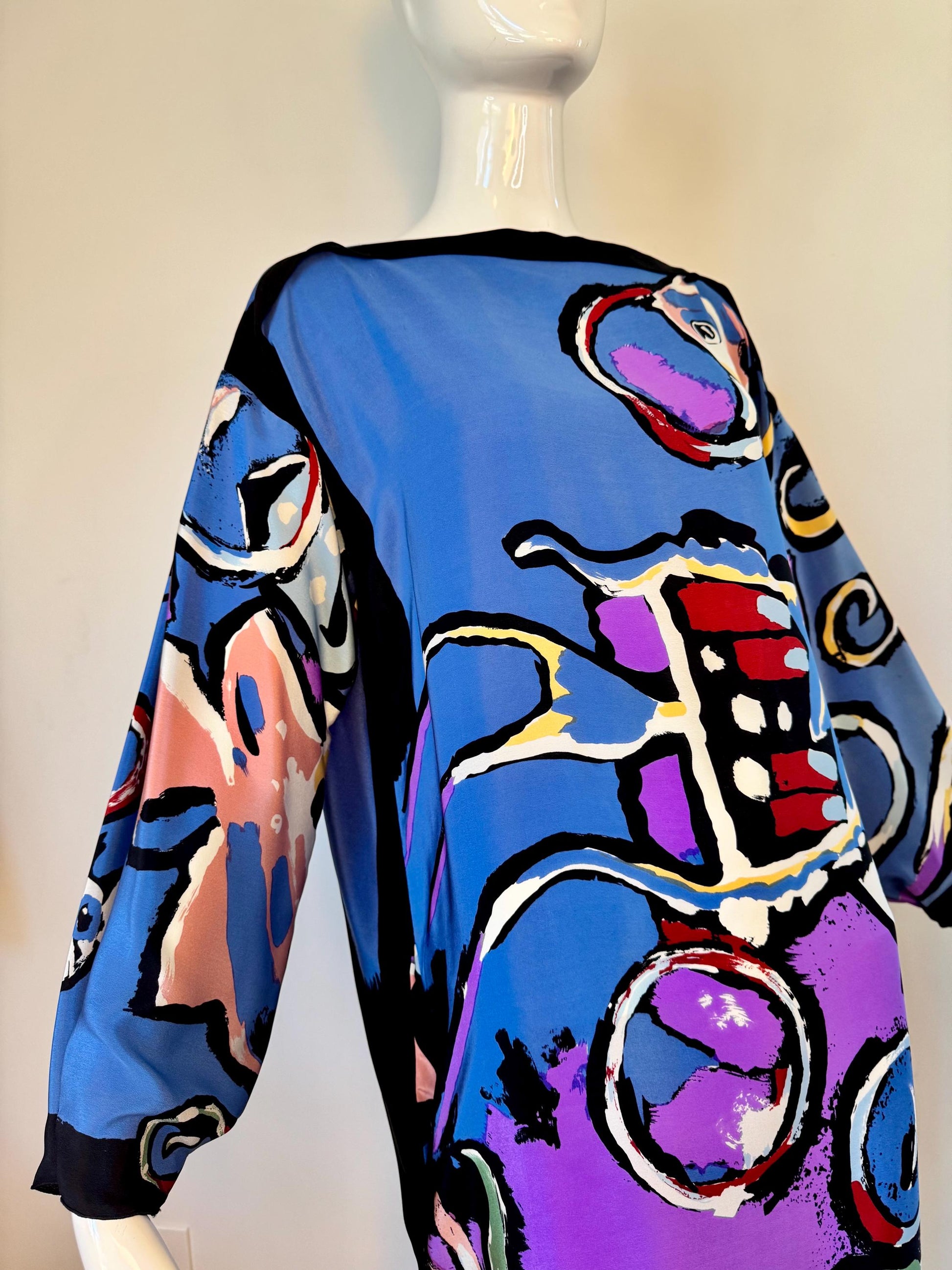 80s Michaele Vollbracht Art to Wear Silk Tunic Dress