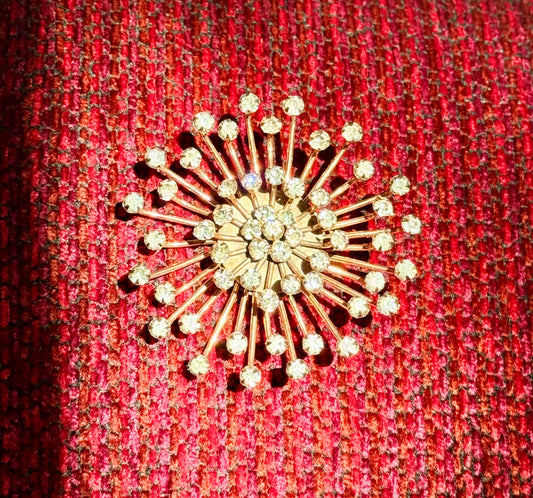 50s Adele Simpson Star Burst 3D Rhinestone Massive Brooch