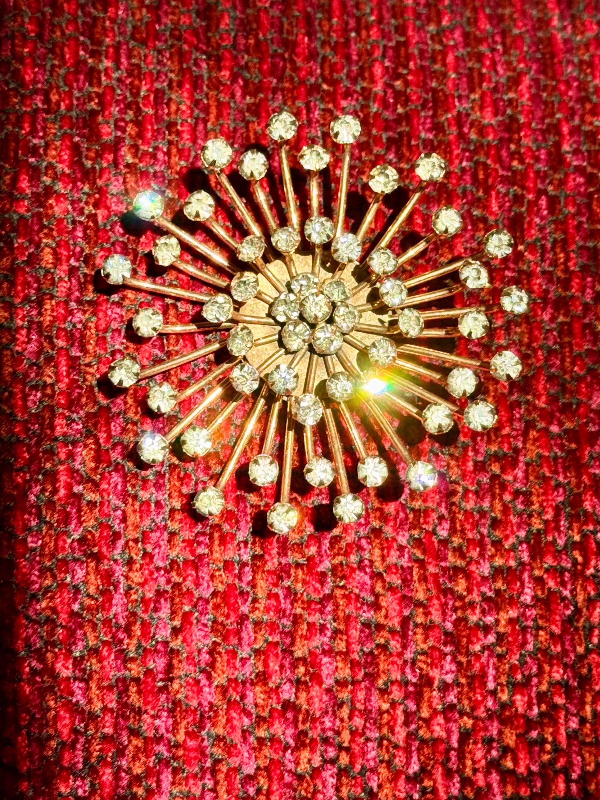 50s Adele Simpson Star Burst 3D Rhinestone Massive Brooch