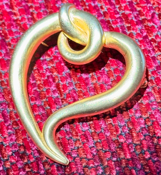 Matte Gold Plated Heart Brooch