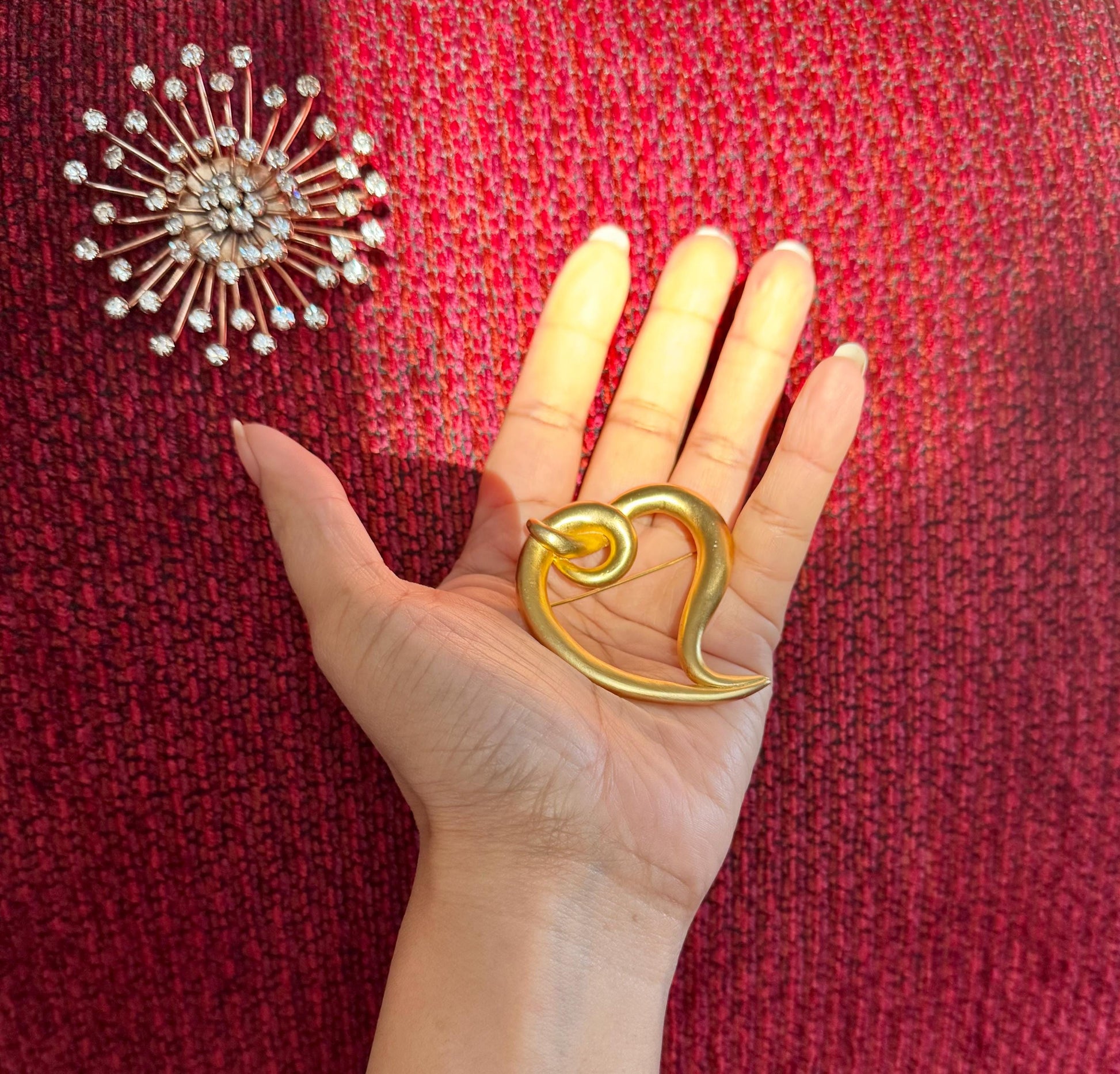Matte Gold Plated Heart Brooch