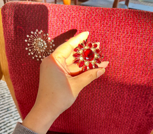 Vintage MONET Red faceted Glass Regal Brooch