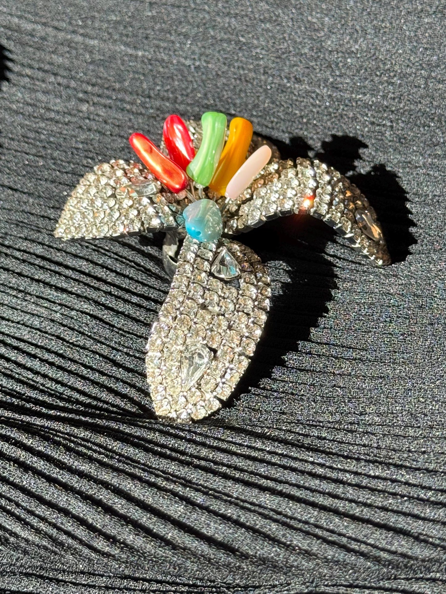80s Iradj Moini Massive Rhinestone and Glass Flower Earrings