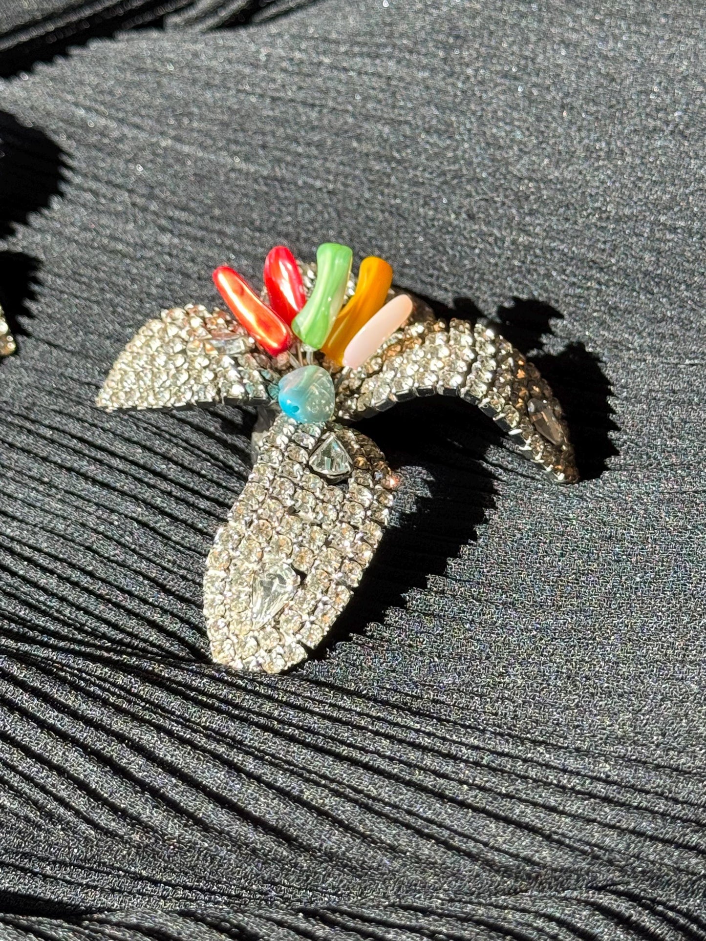 80s Iradj Moini Massive Rhinestone and Glass Flower Earrings