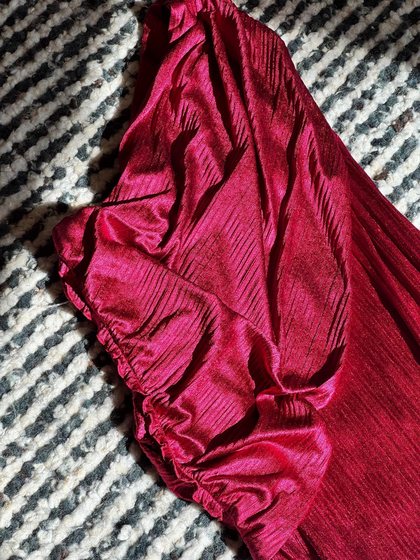 Mary McFadden Collection I Velvelteen Plisse One Shoulder Gown