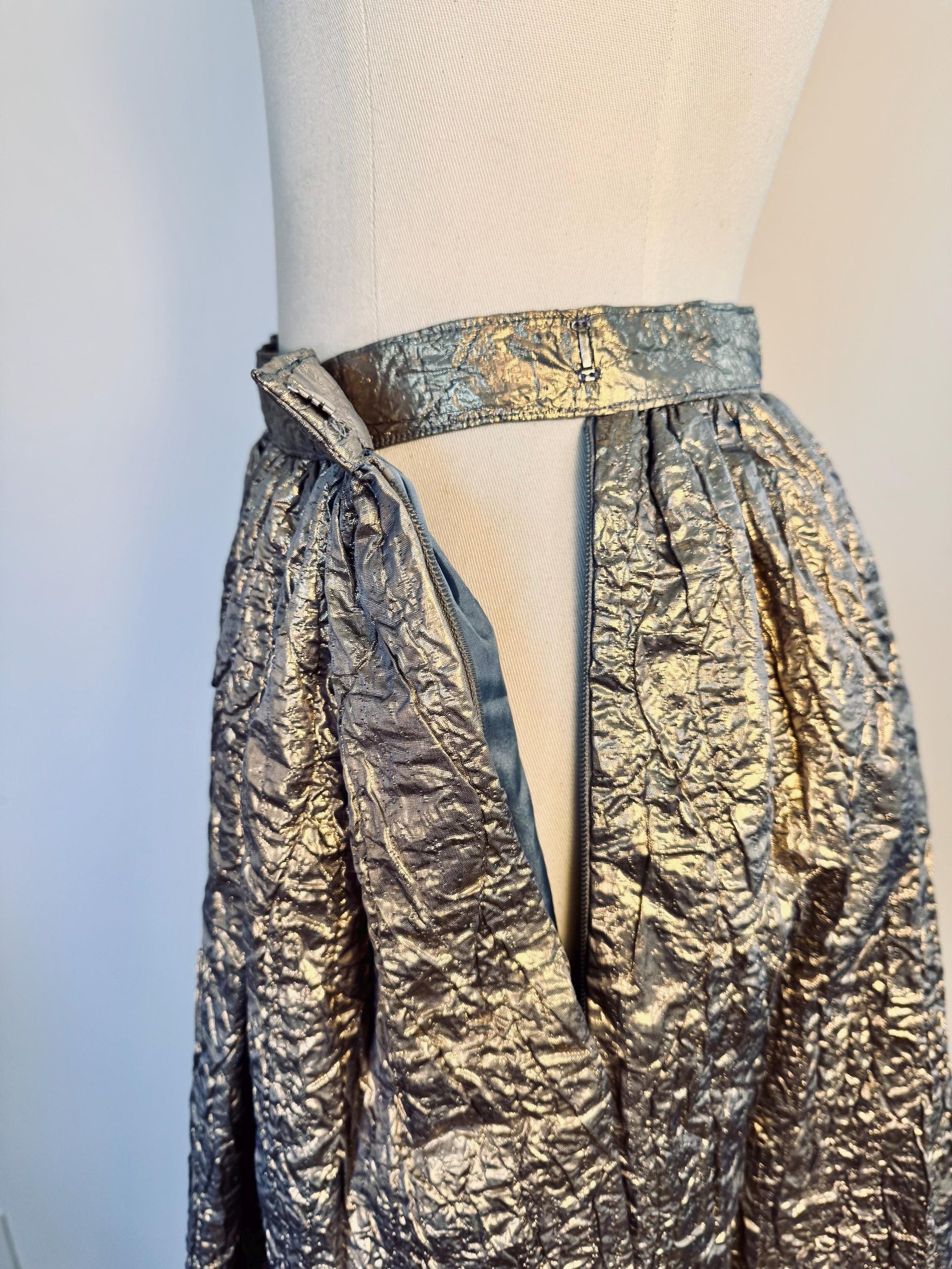 1979 Regal Adolfo Runway Silk Metallic Embellished Skirt and Top Ensemble Gown