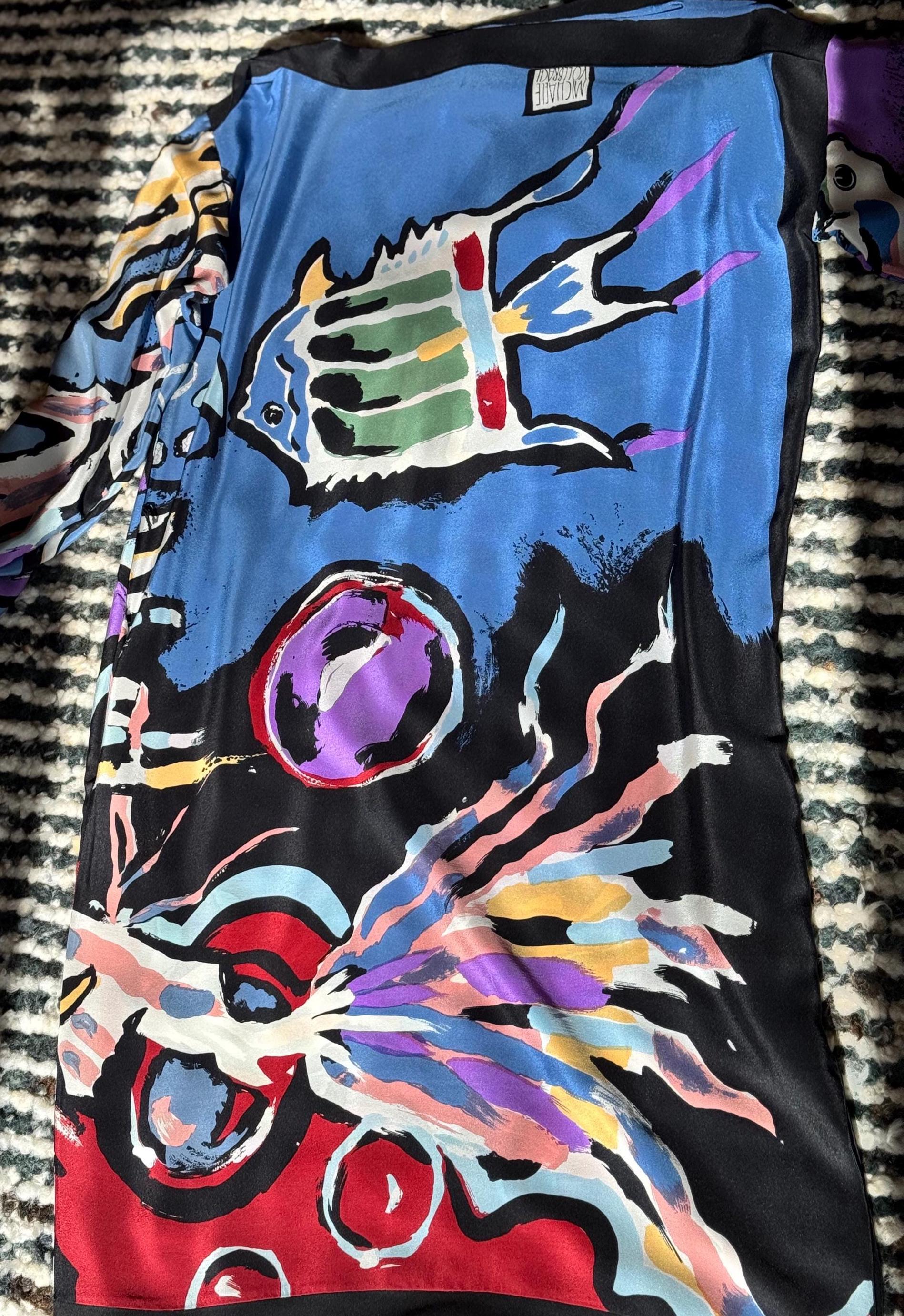 80s Michaele Vollbracht Art to Wear Silk Tunic Dress
