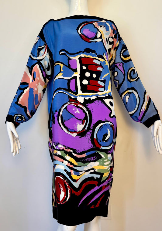 80s Michaele Vollbracht Art to Wear Silk Tunic Dress