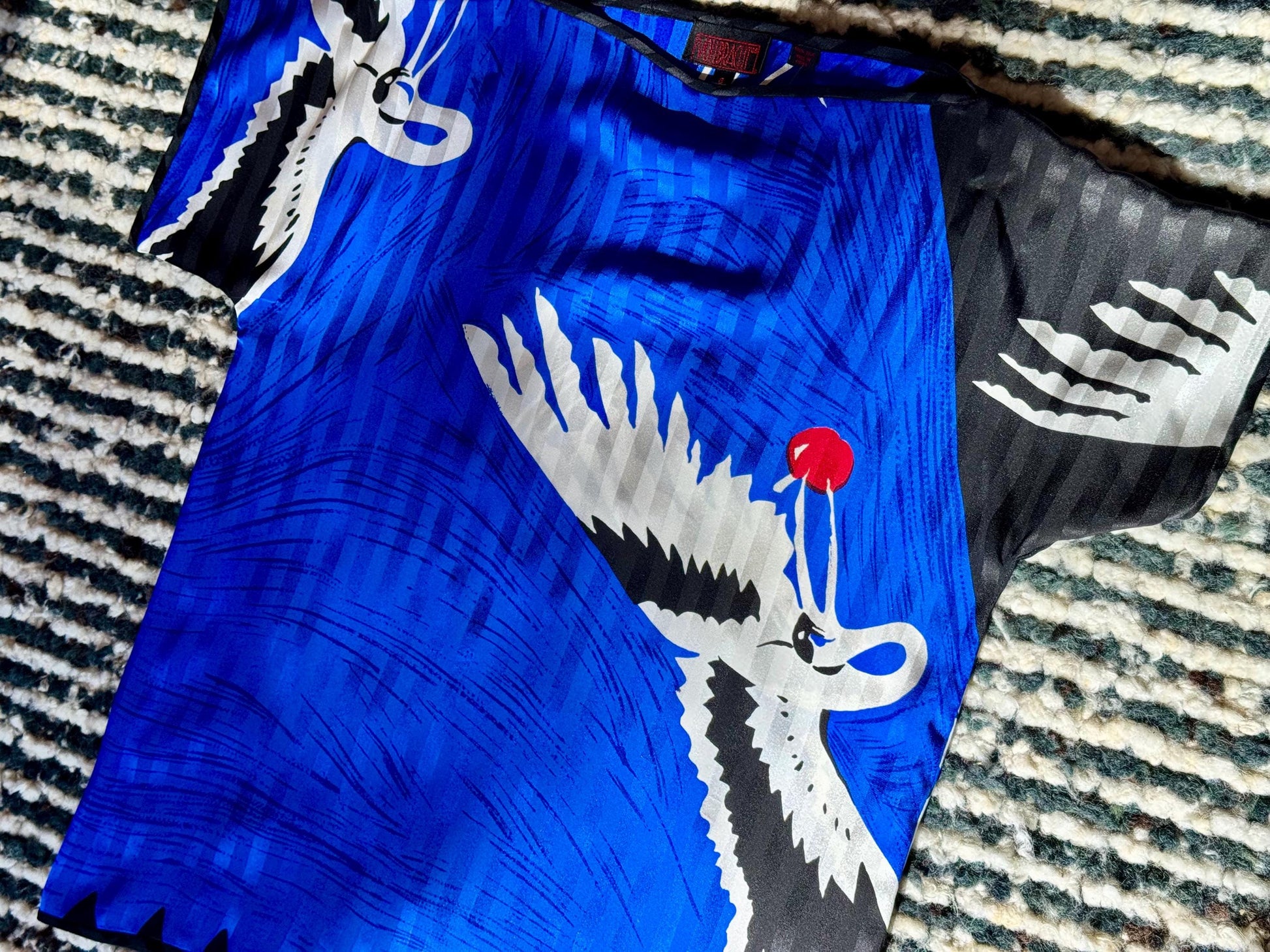 Michaele Vollbracht Panther with Crane Print Skirt and Blouse Ensemble