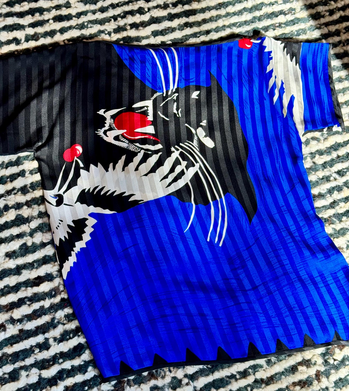 Michaele Vollbracht Panther with Crane Print Skirt and Blouse Ensemble