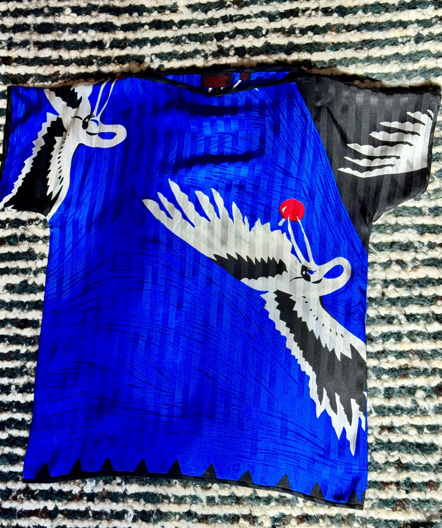 Michaele Vollbracht Panther with Crane Print Skirt and Blouse Ensemble