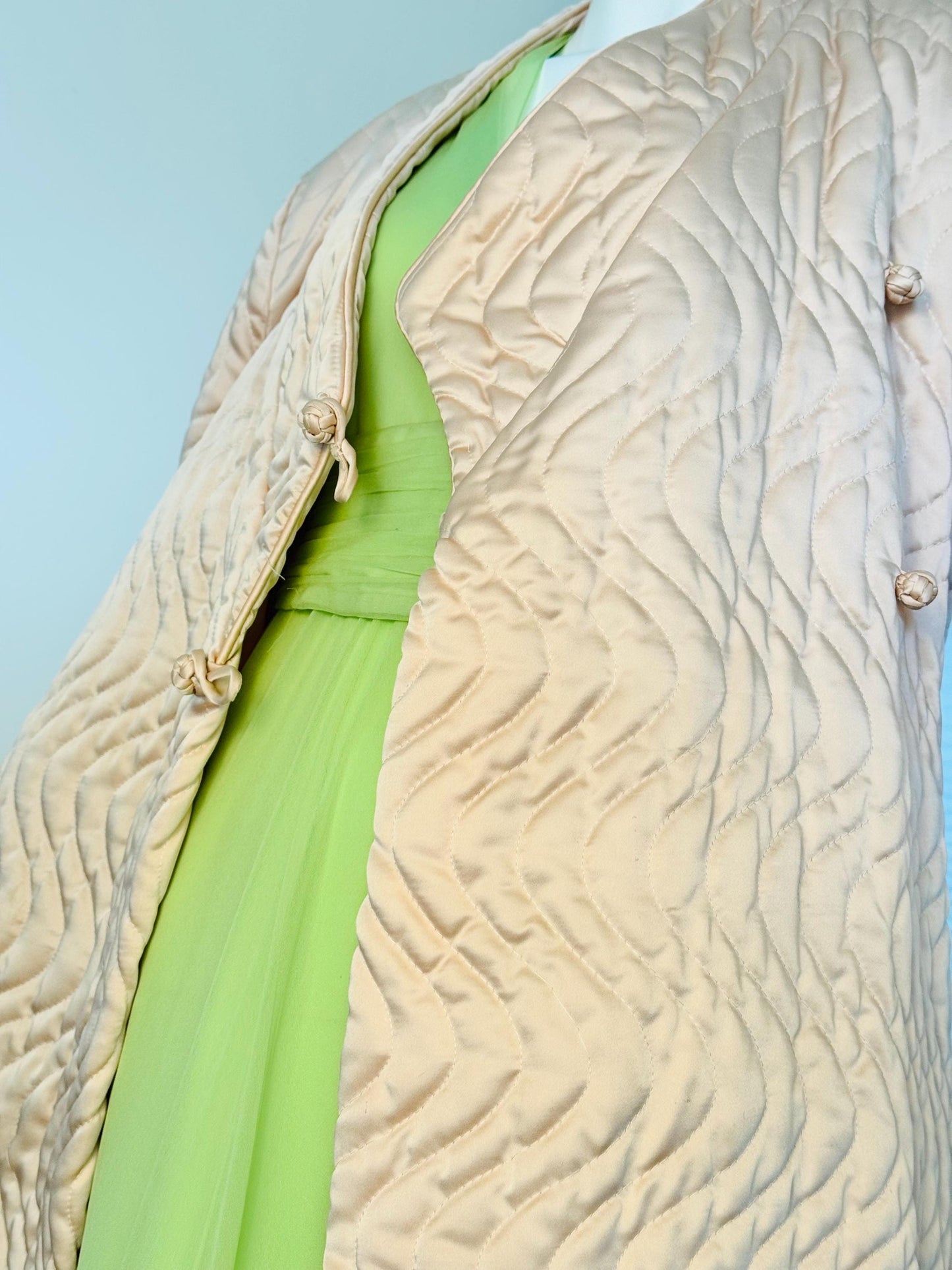 Vintage Zandra Rhodes Satin Quilted Duster