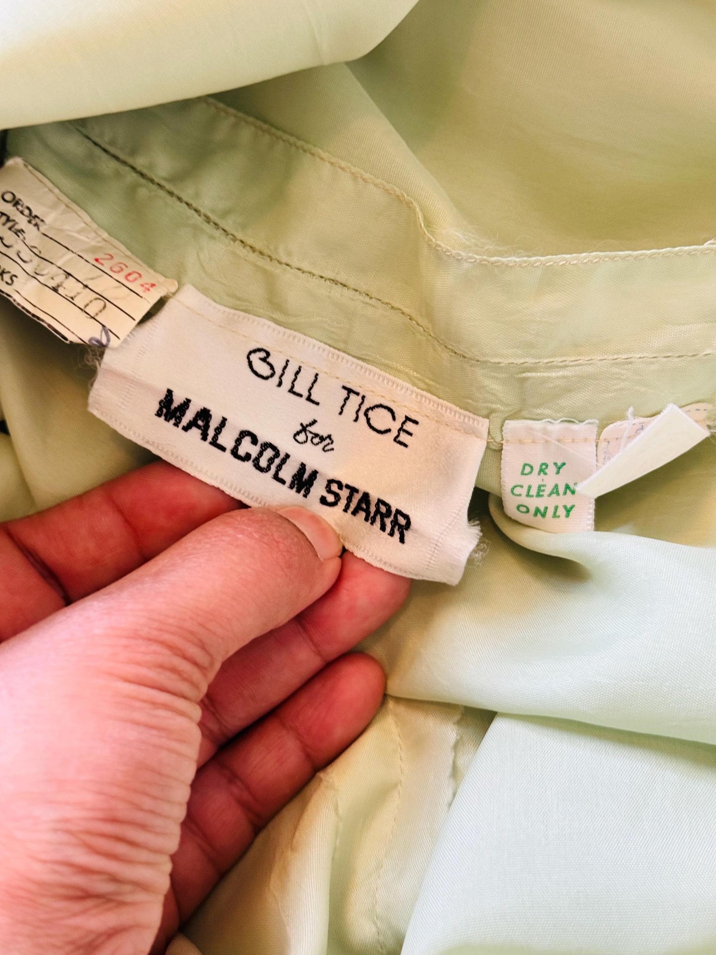 Vintage Bill Tice for Malcolm Starr Lime Green Silk Chiffon Sweeping Gown