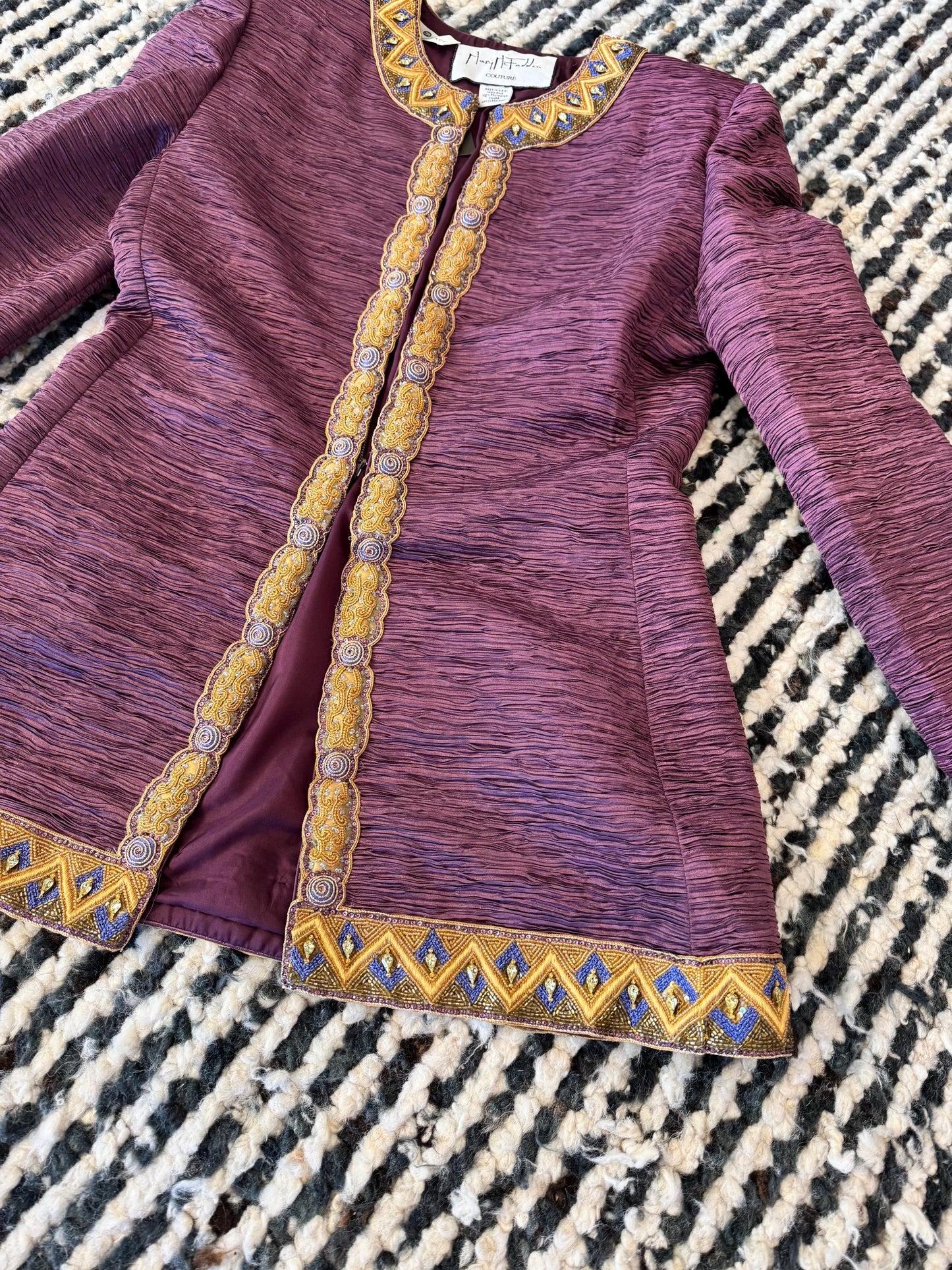 Vintage Mary McFadden Couture Regal Silk Beaded Jacket