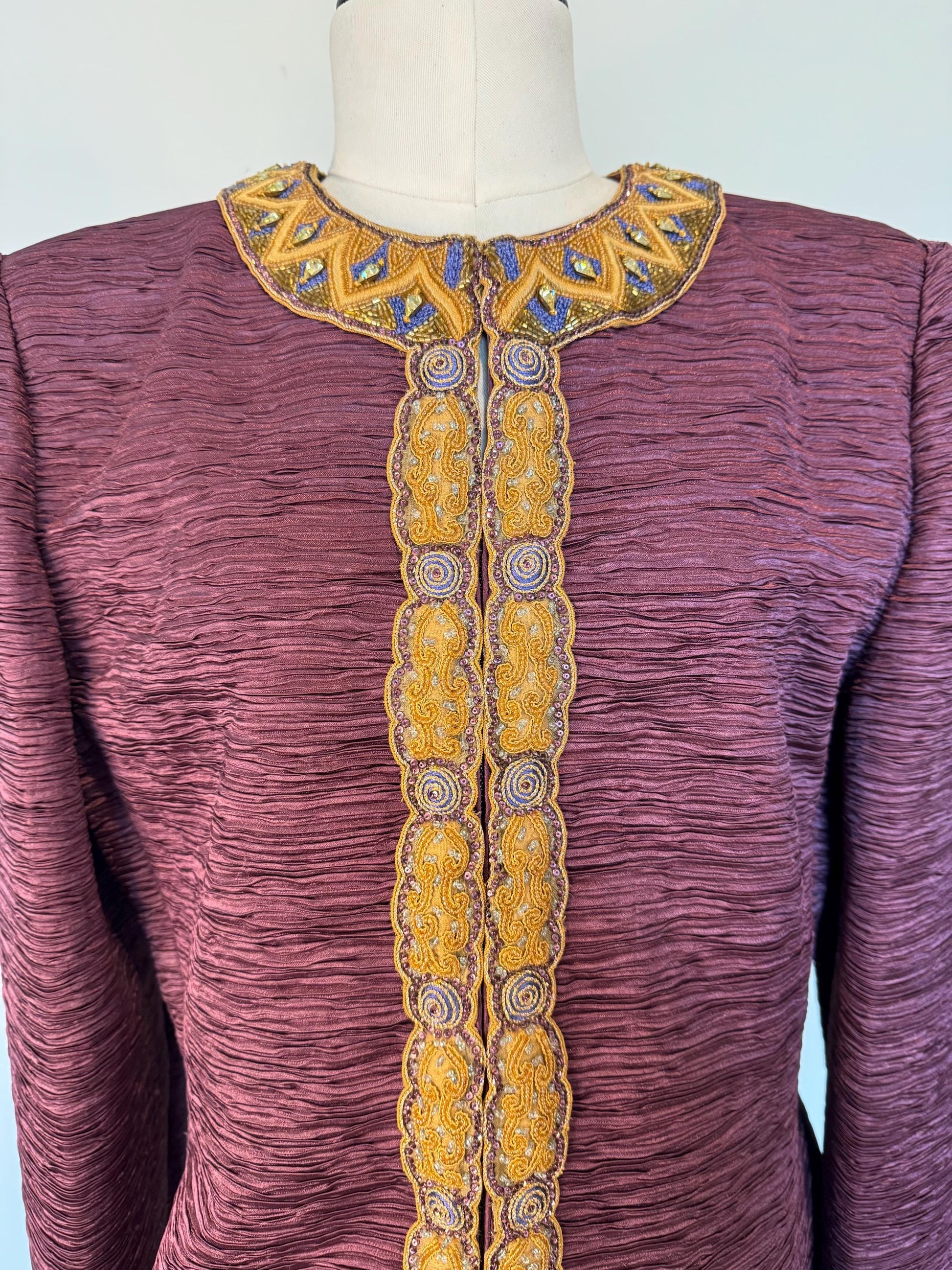 Vintage Mary McFadden Couture Regal Silk Beaded Jacket