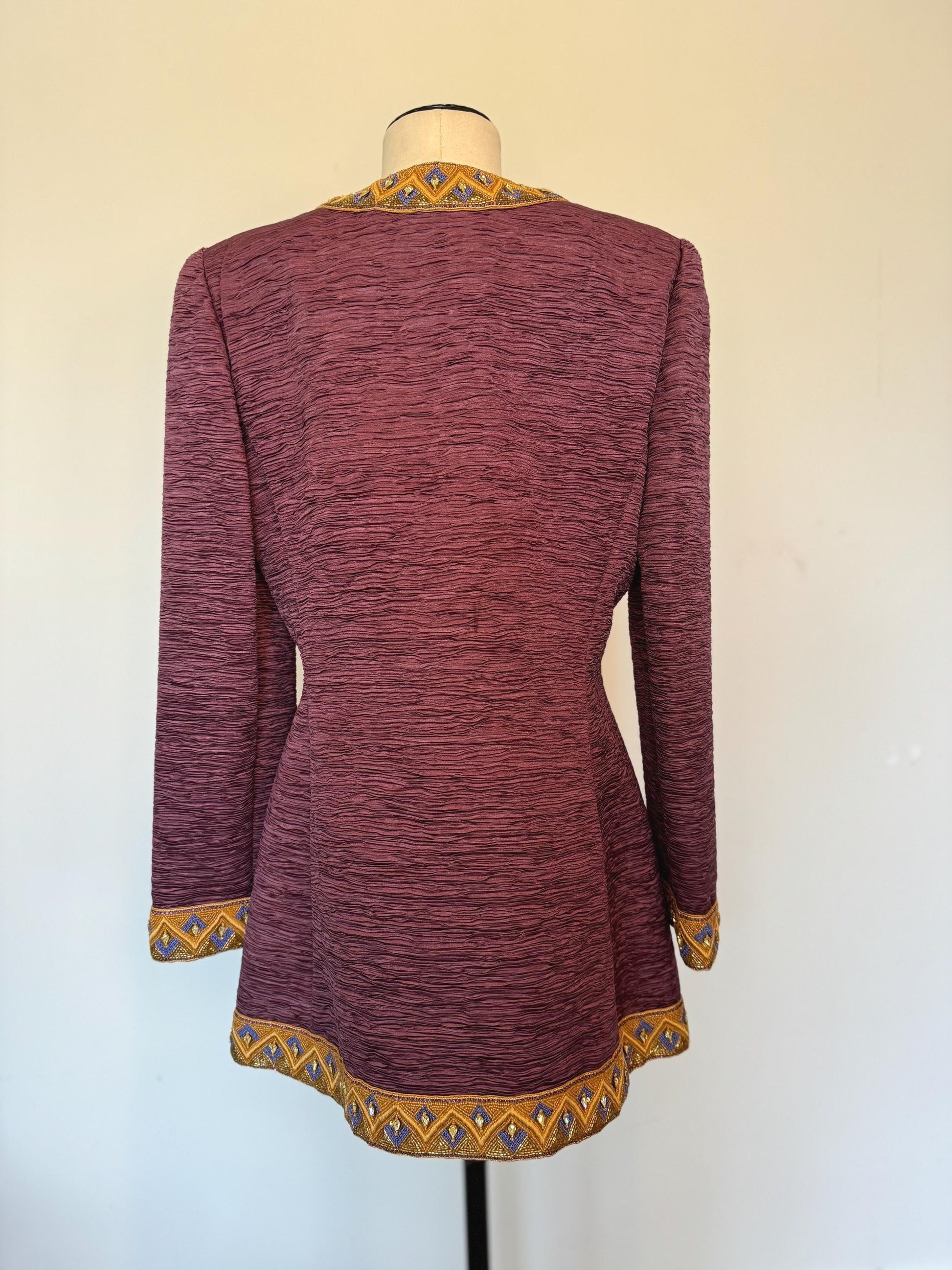 Vintage Mary McFadden Couture Regal Silk Beaded Jacket