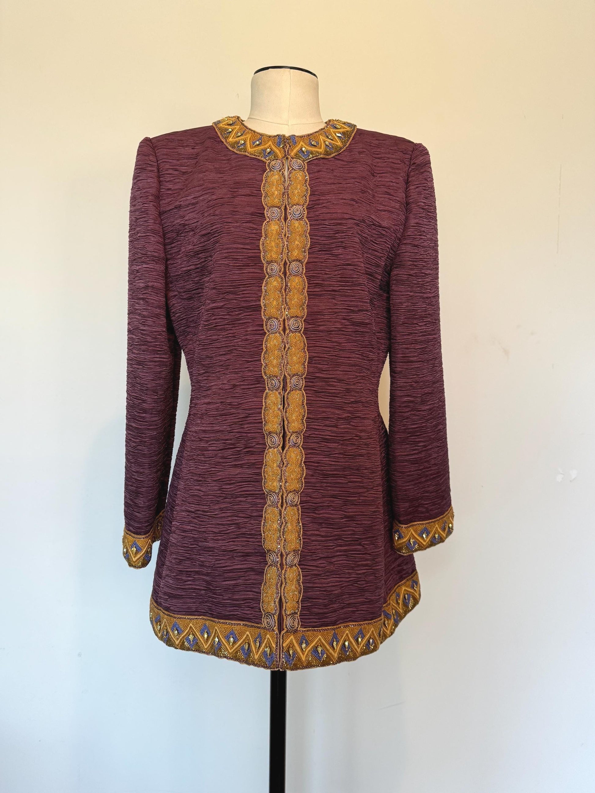 Vintage Mary McFadden Couture Regal Silk Beaded Jacket