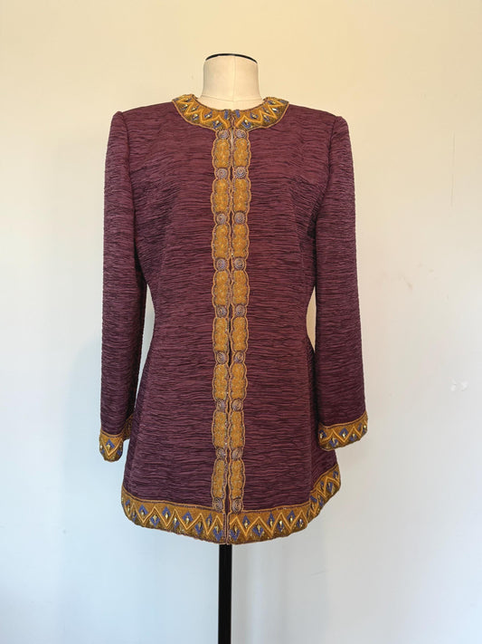 Vintage Mary McFadden Couture Regal Silk Beaded Jacket