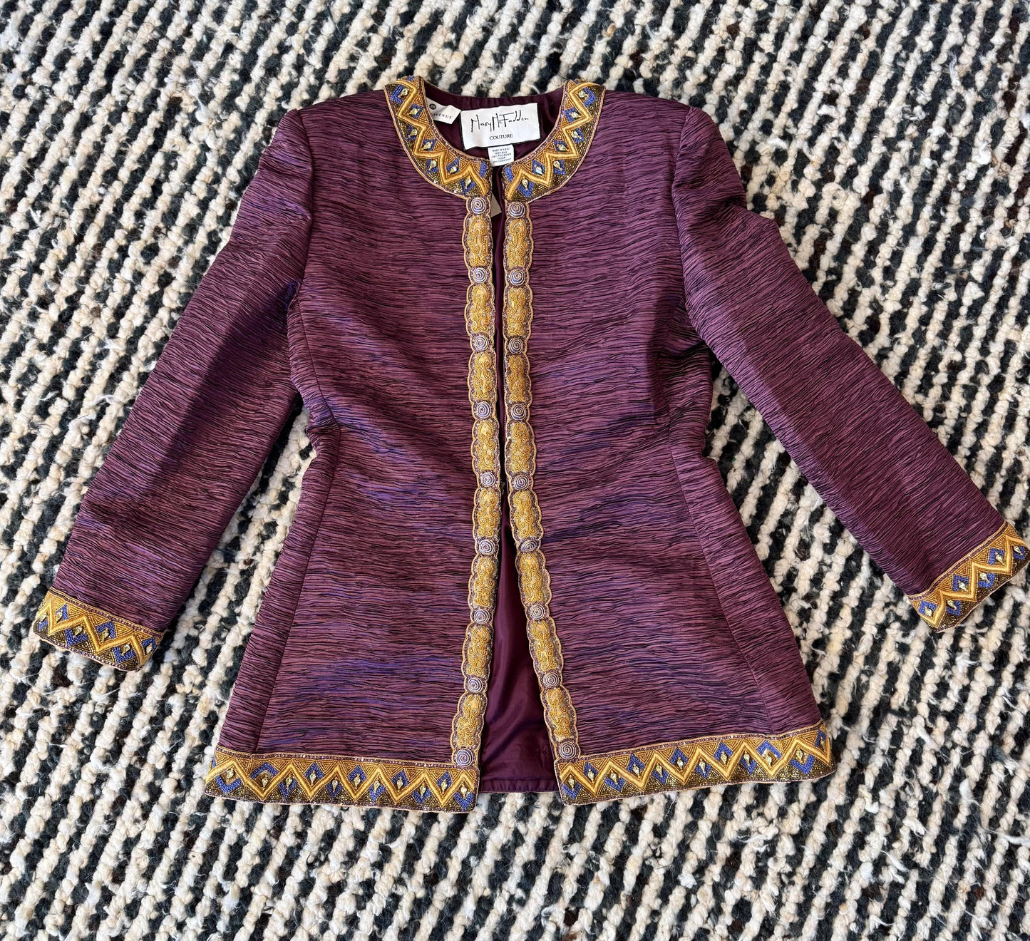 Vintage Mary McFadden Couture Regal Silk Beaded Jacket