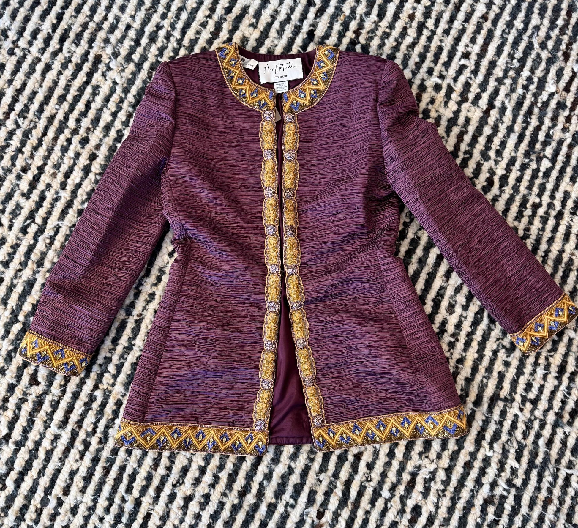 Vintage Mary McFadden Couture Regal Silk Beaded Jacket
