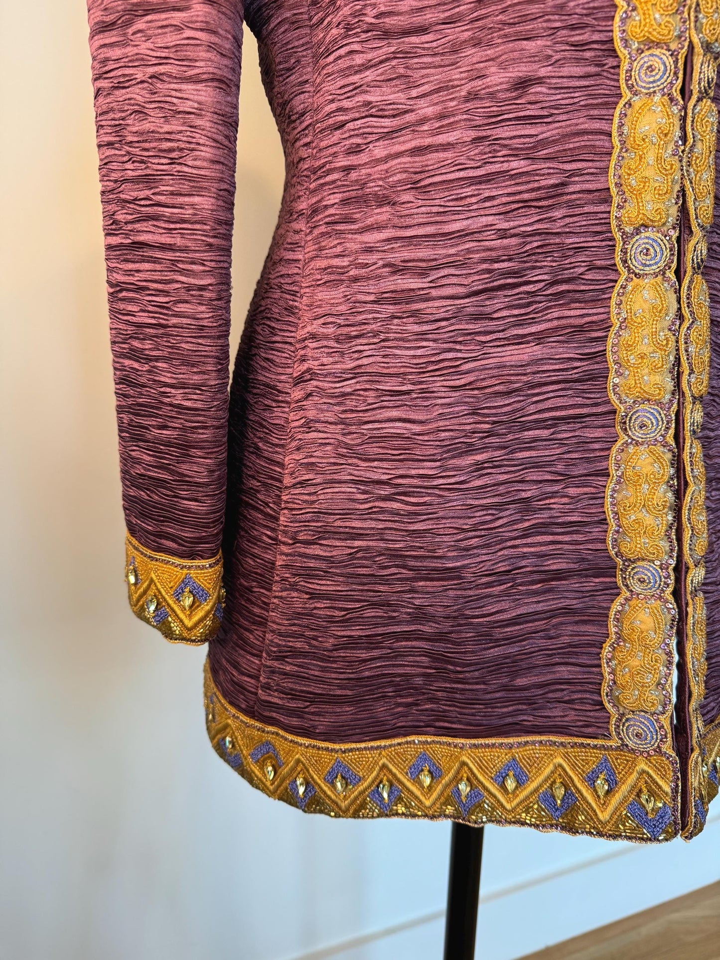 Vintage Mary McFadden Couture Regal Silk Beaded Jacket