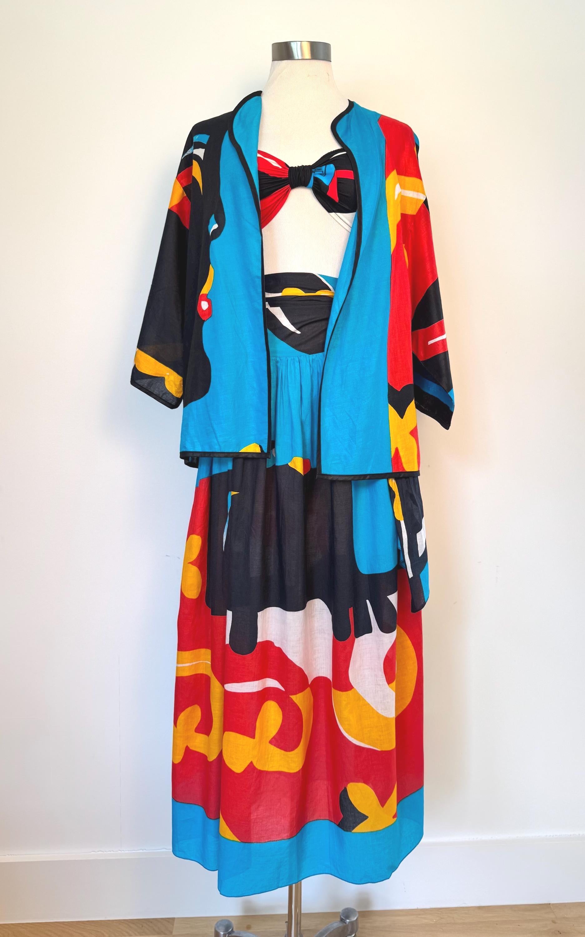 1980s Michaele Volbracht 3 Piece Beach Wear