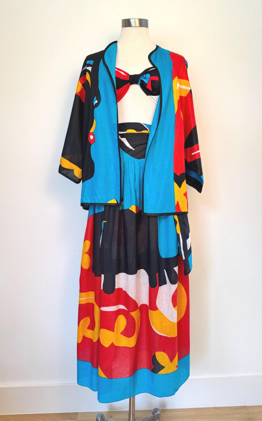 1980s Michaele Volbracht 3 Piece Beach Wear
