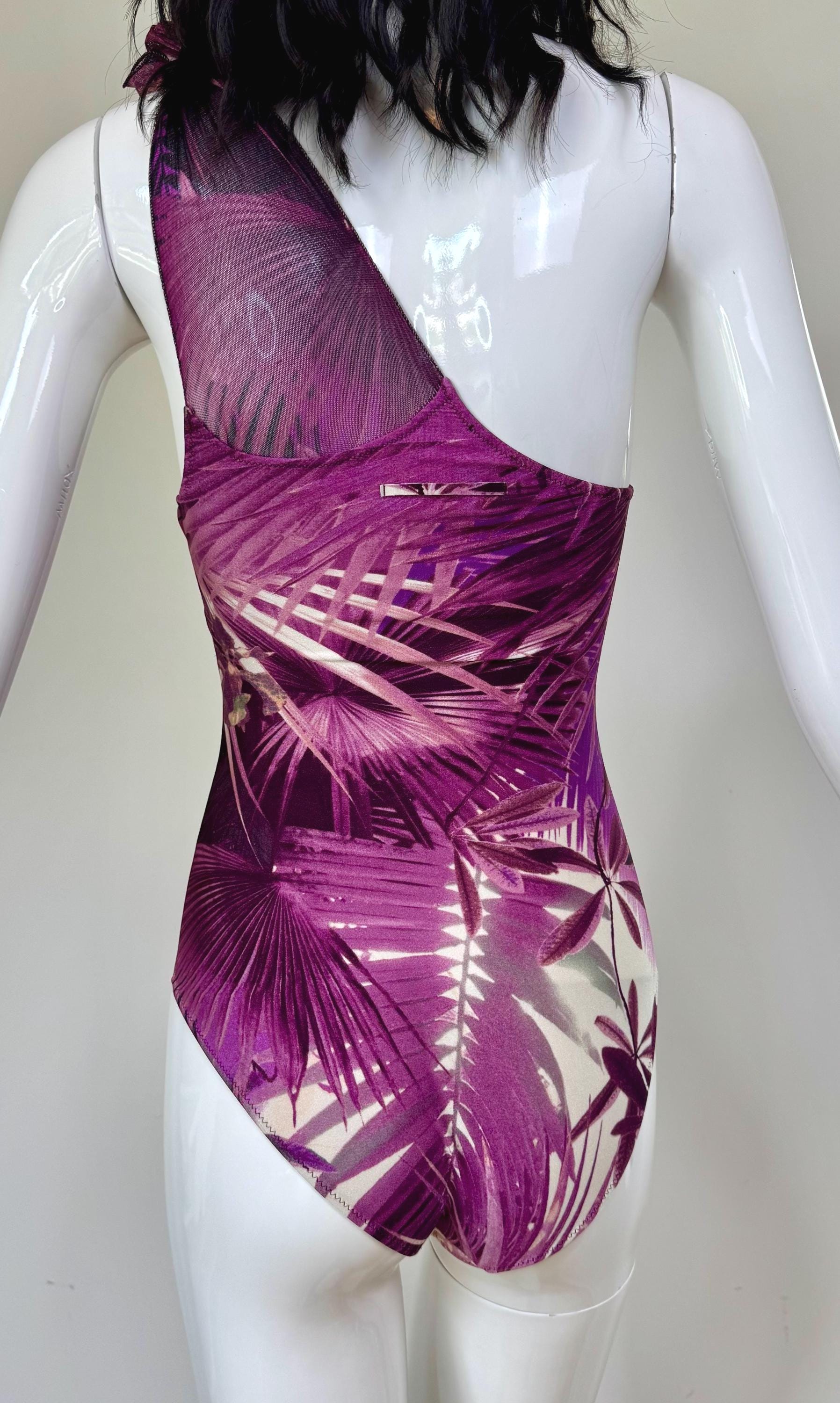 90s Jean Paul Gaultier Soleil Tropical Swimsuit and Mesh Pants Ensemble
