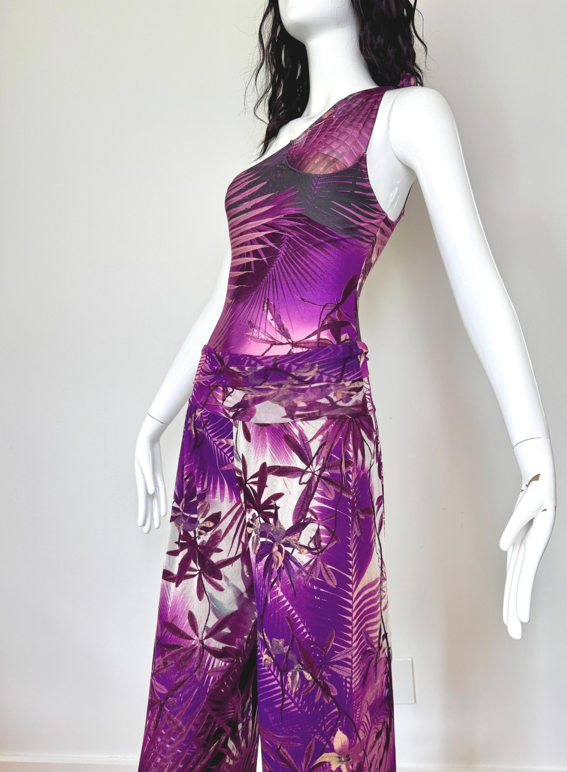 90s Jean Paul Gaultier Soleil Tropical Swimsuit and Mesh Pants Ensemble