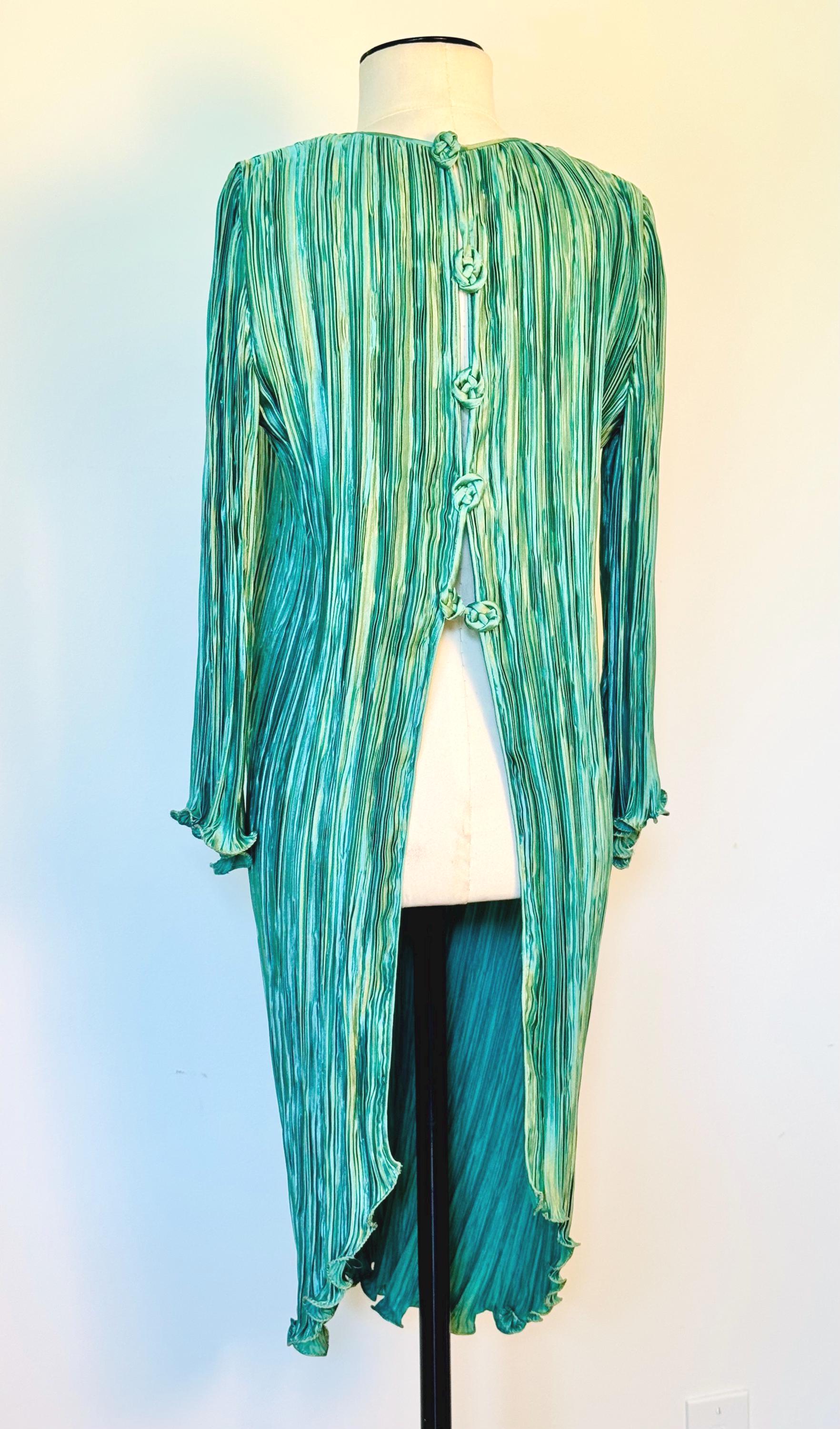 Late 70s Mary McFadden Plisse MIni Tunic Dress