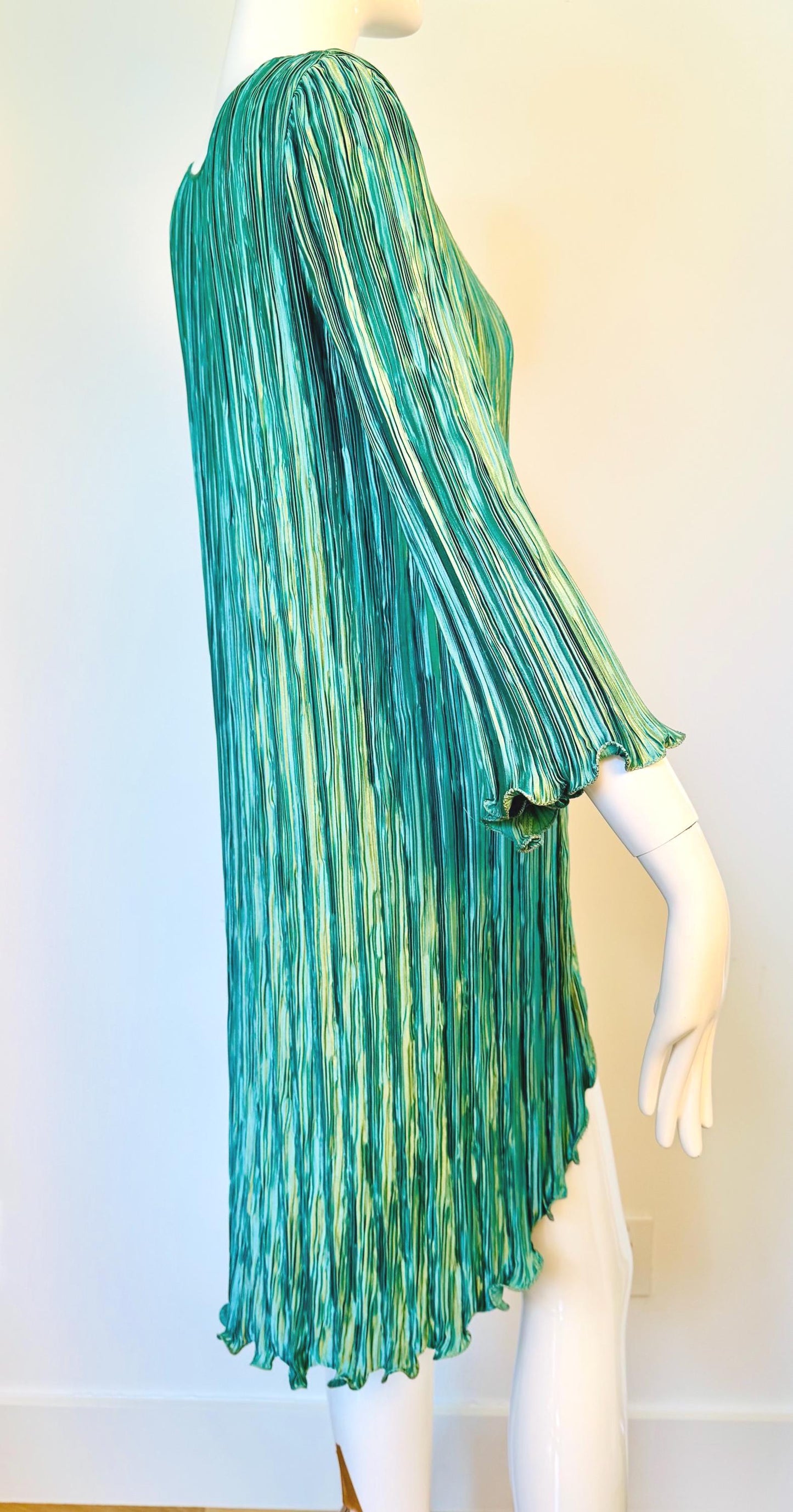 Late 70s Mary McFadden Plisse MIni Tunic Dress
