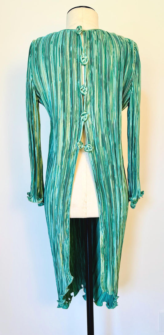 Late 70s Mary McFadden Plisse MIni Tunic Dress