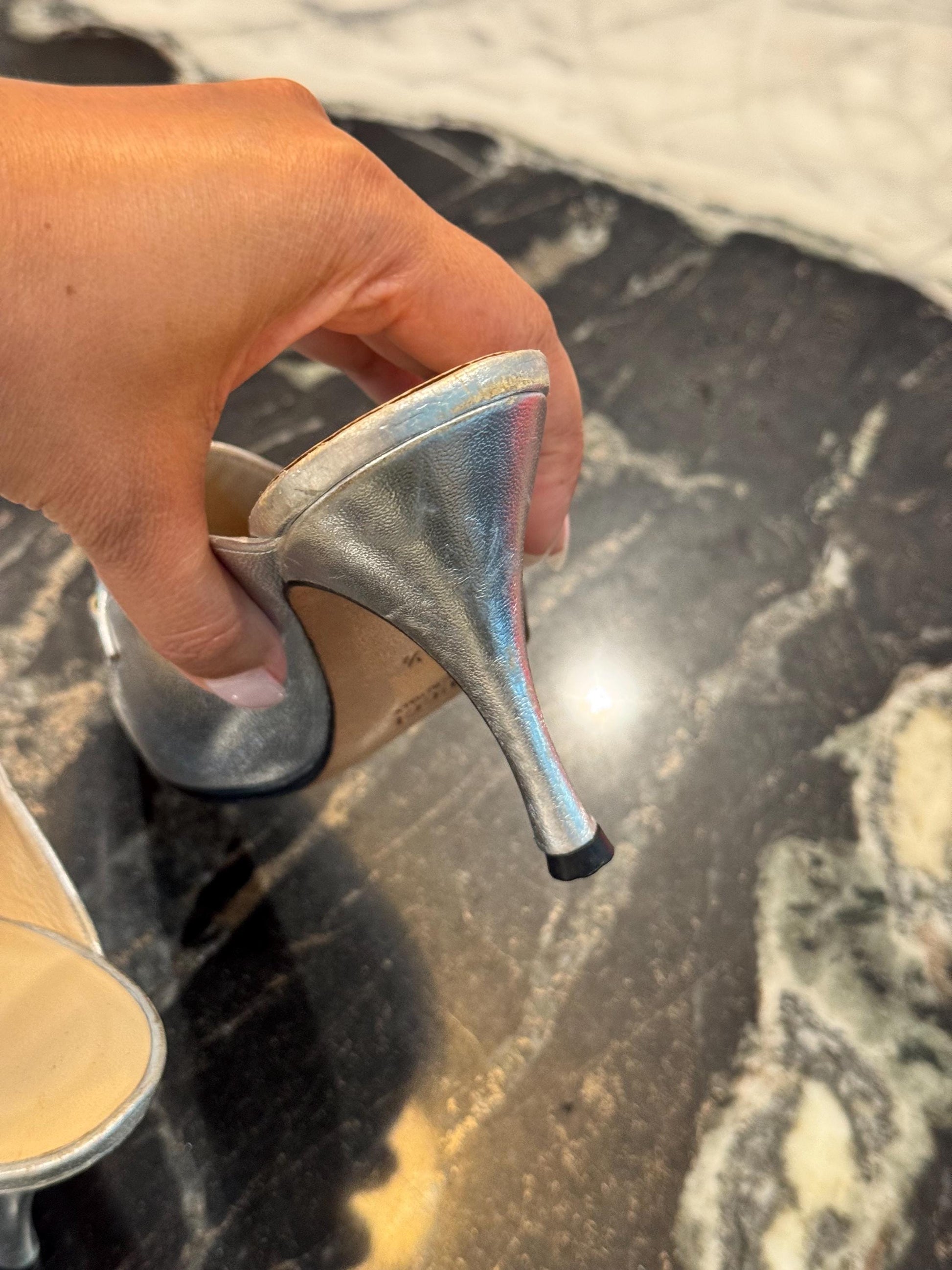 Tom Ford Era GUCCI Silver Horsebit Mules