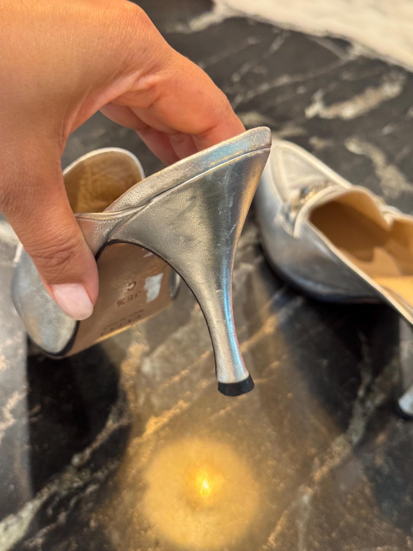 Tom Ford Era GUCCI Silver Horsebit Mules