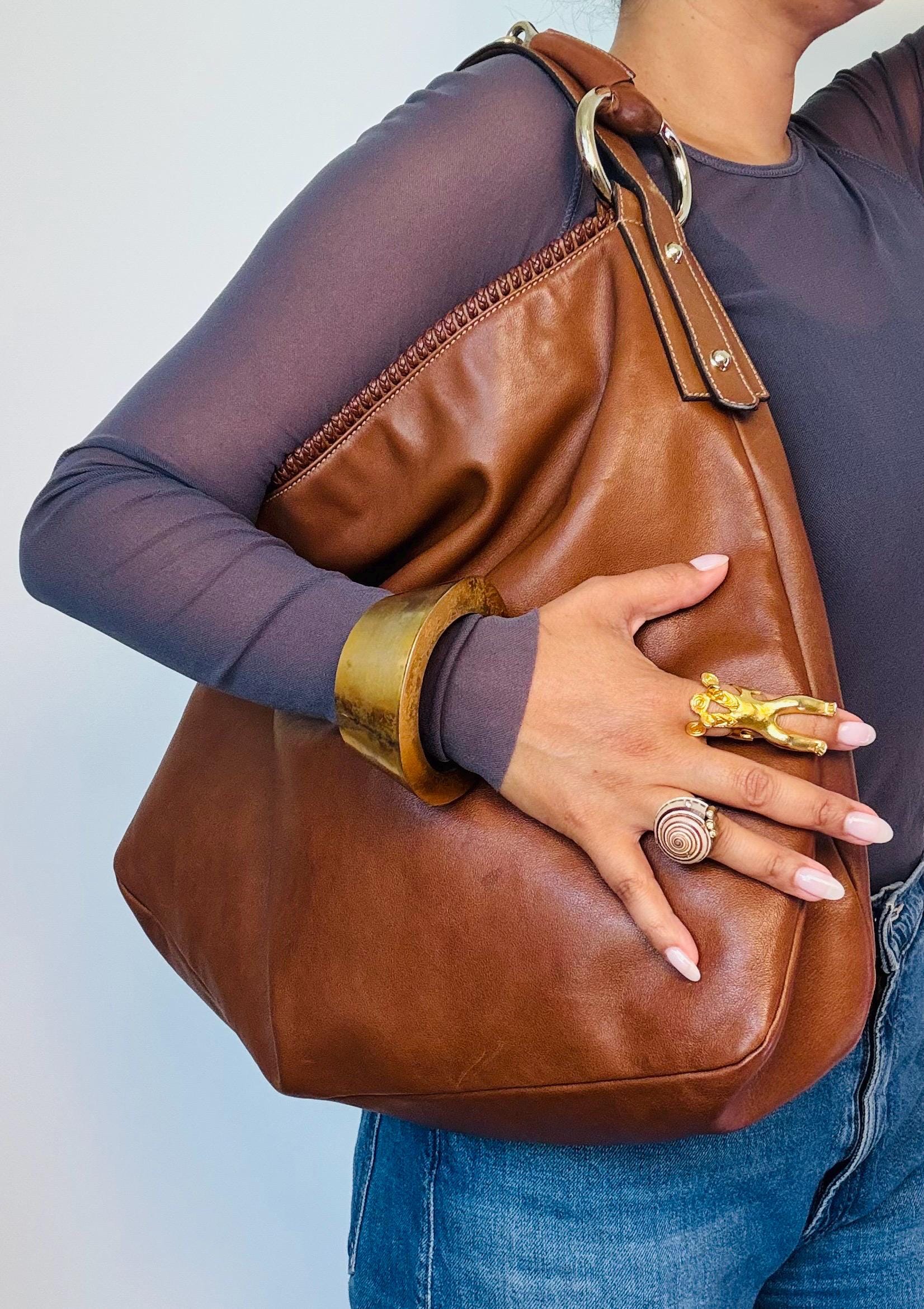 Tom Ford for Gucci Large Horsebit Leather Hobo Bag