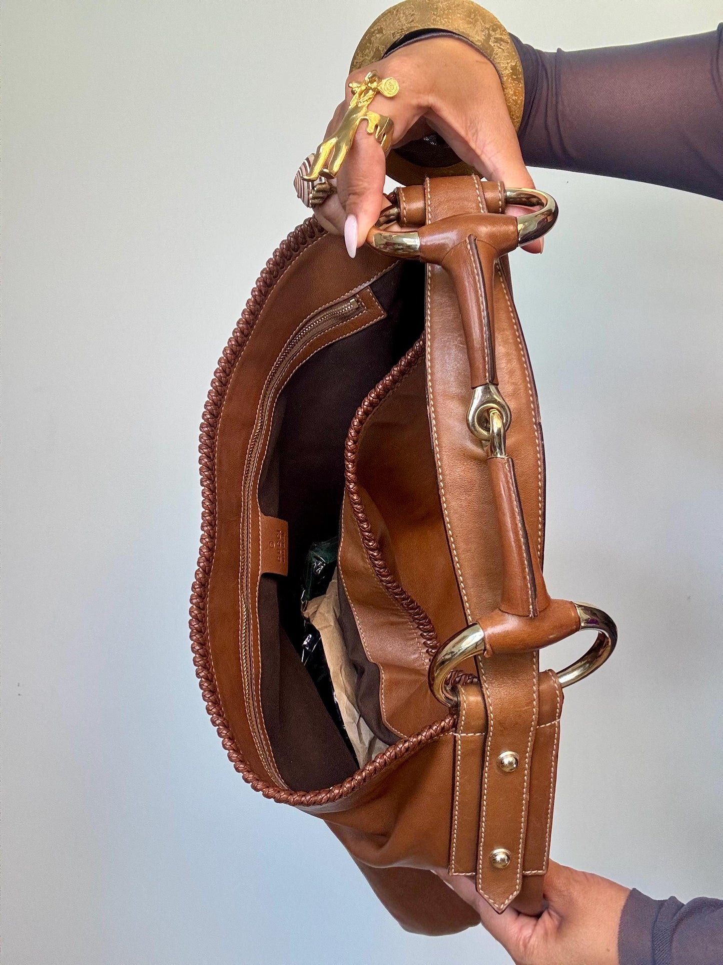 Tom Ford for Gucci Large Horsebit Leather Hobo Bag